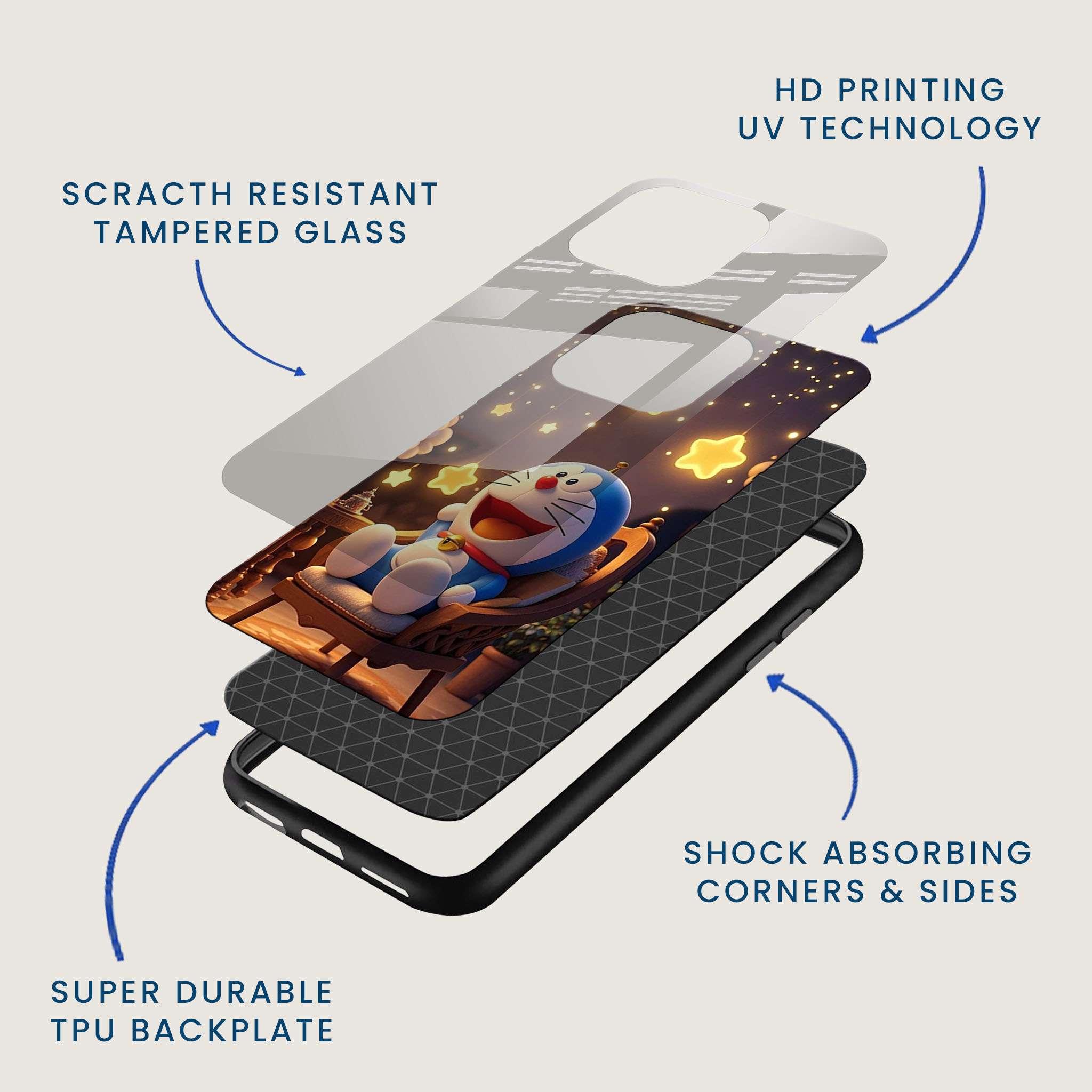 Lazy Doraemon Mobile Back Cover Layer Image