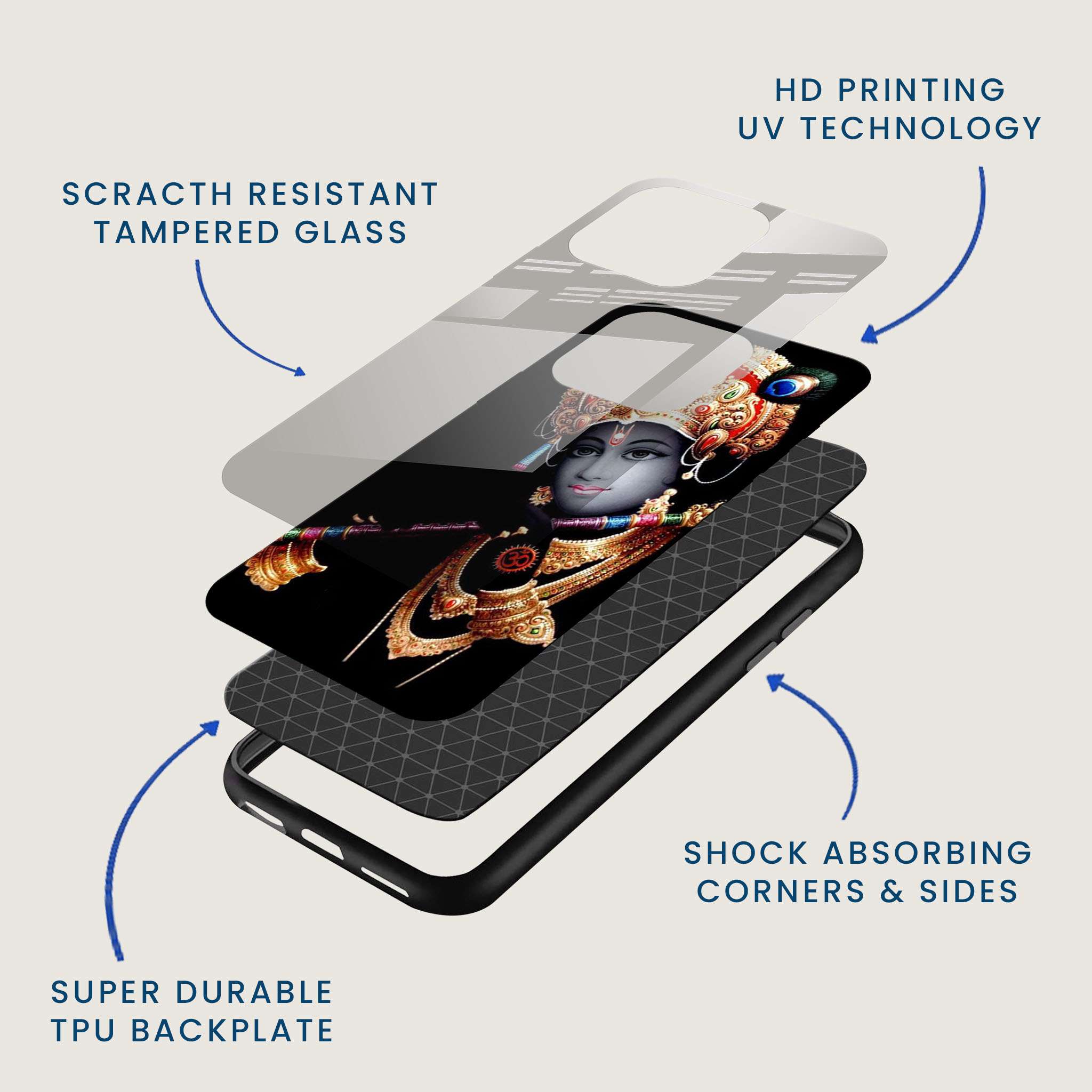 Lord Krishna Serenity Mobile Back Cover Layer Image