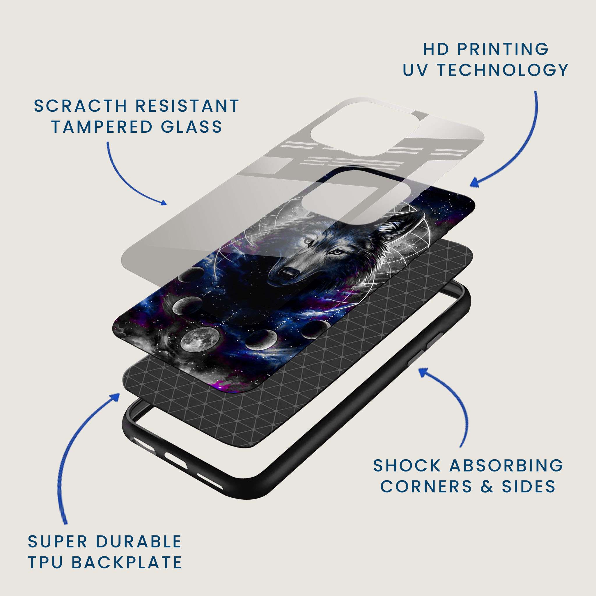 Lunar Wolf Mobile Back Cover Layer Image