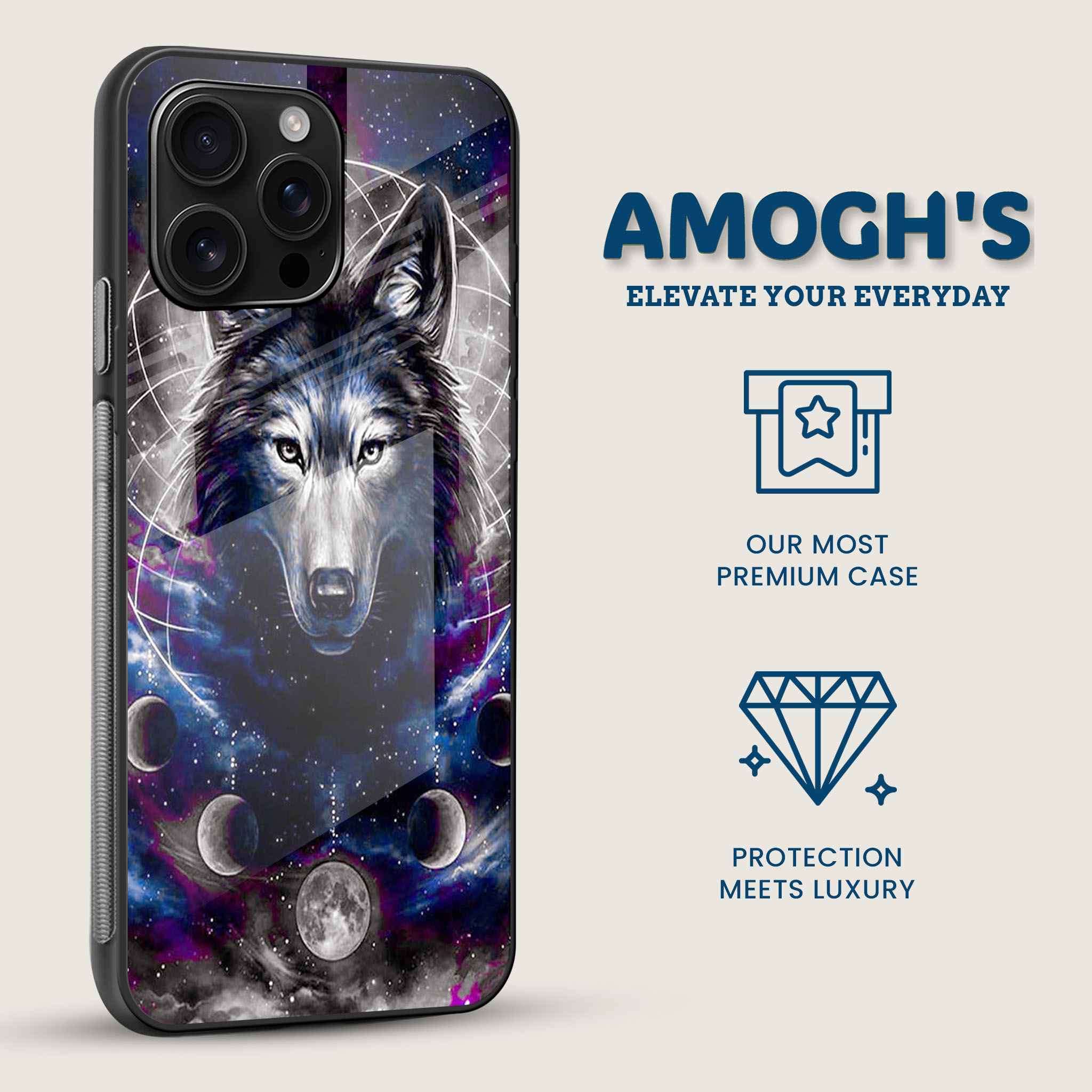 Lunar Wolf Mobile Back Cover Side Image