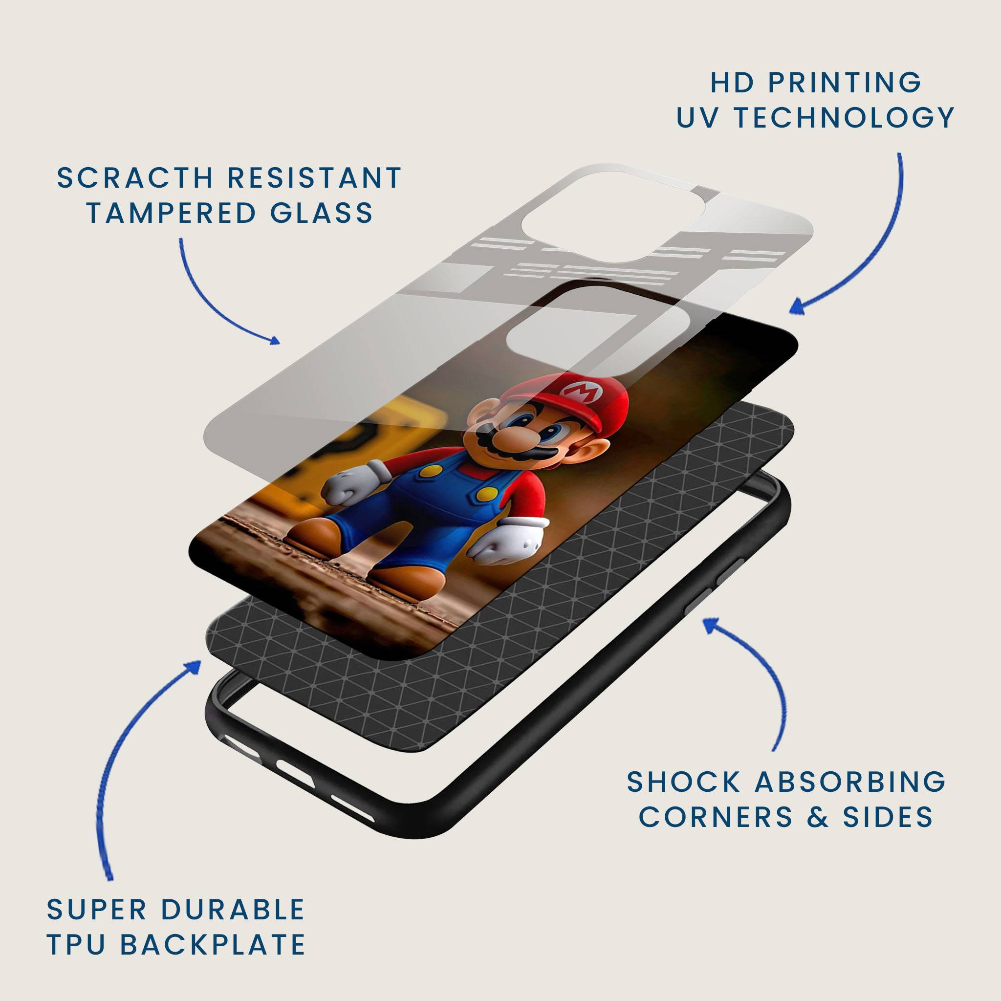 Mario Figurine Mobile Back Cover Layer Image