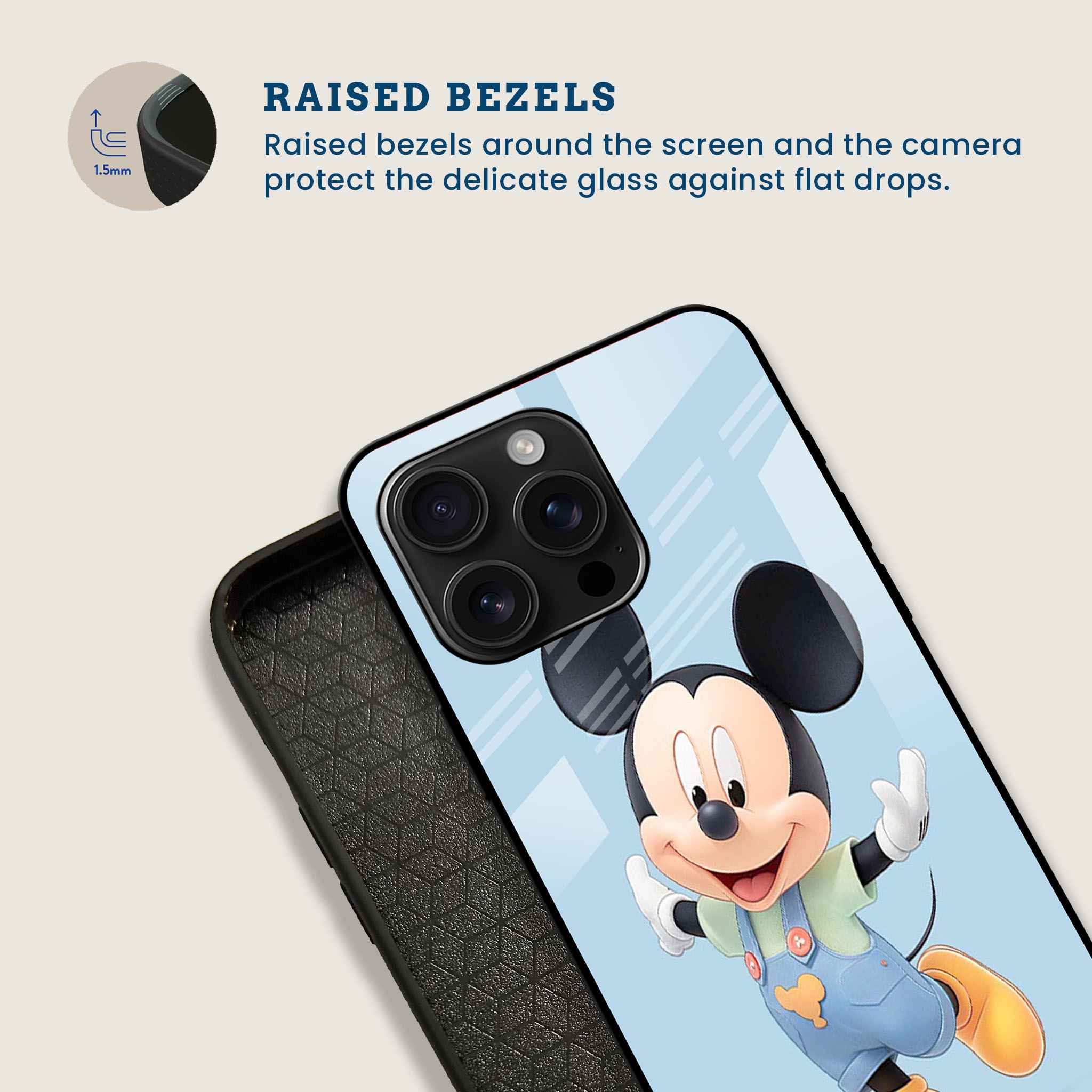 Mickey Mouse Wave Mobile Back Cover Bezel Image