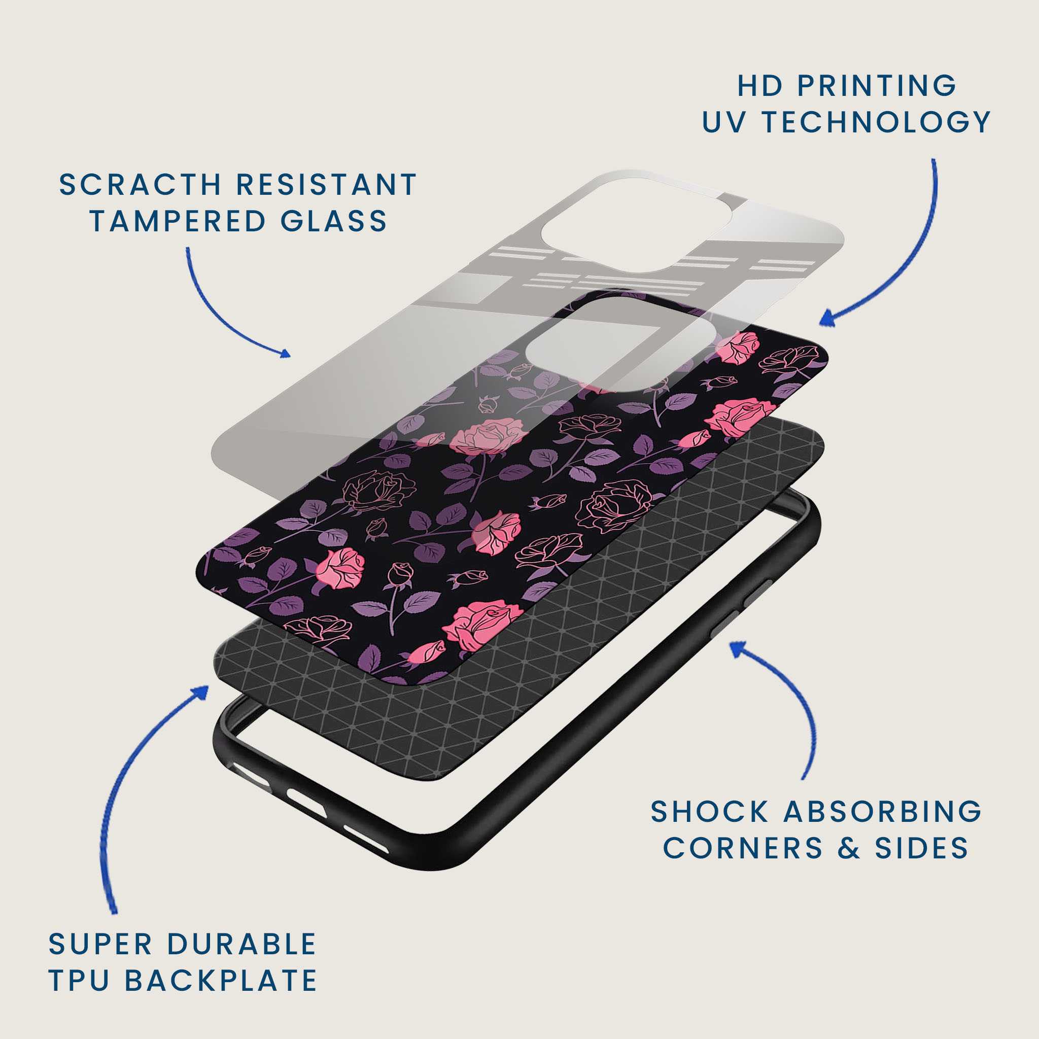Midnight Roses Mobile Back Cover Layer Image
