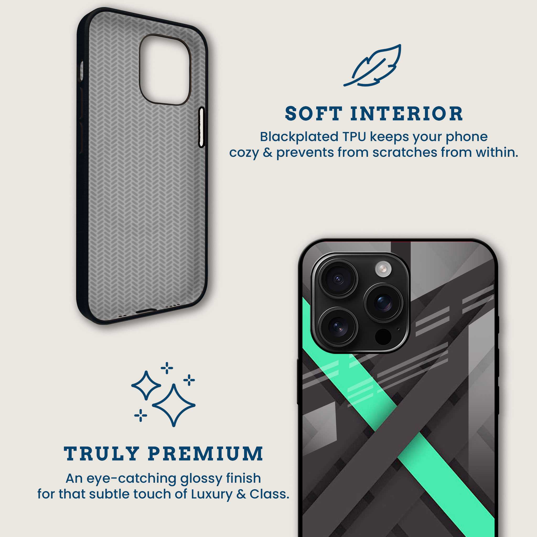 Mint Stripe Mobile Back Cover Brand Image