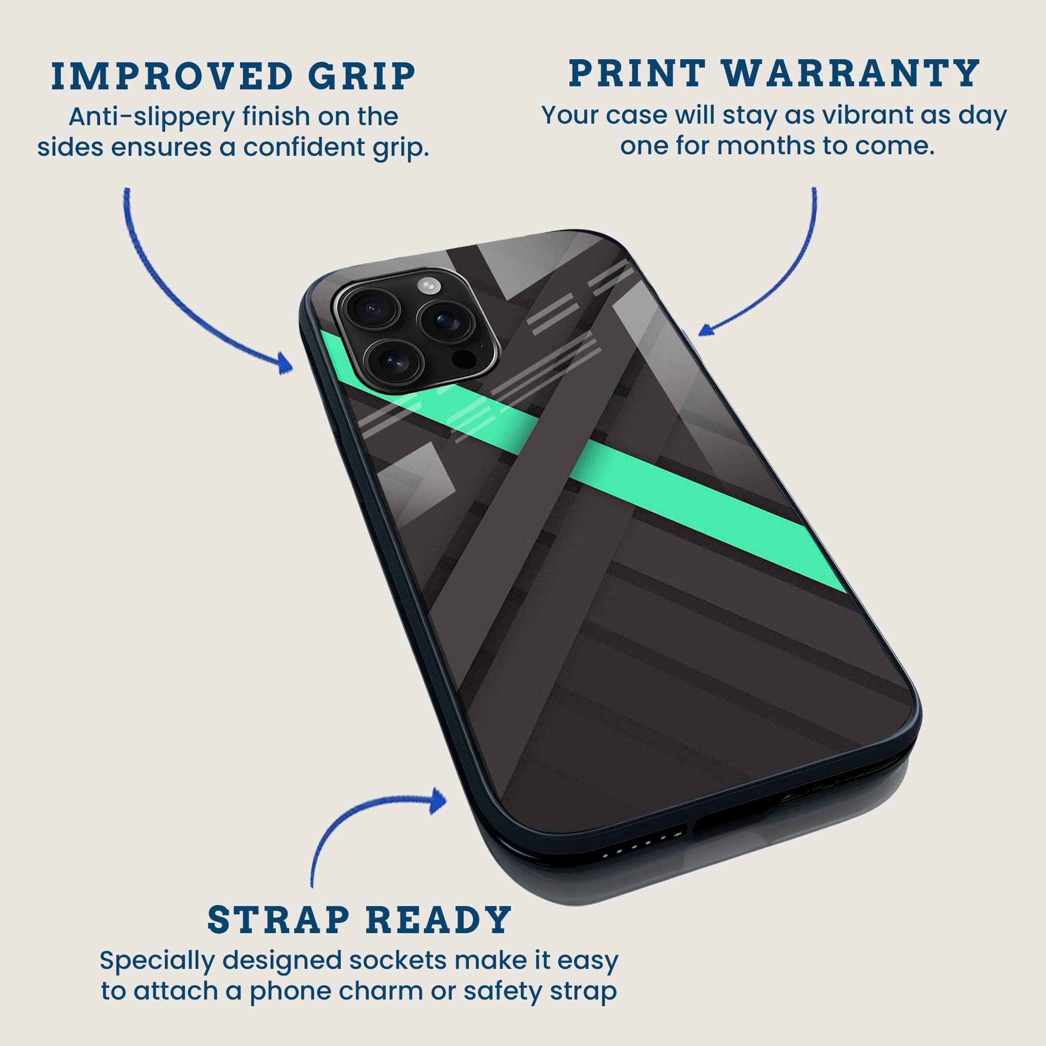 Mint Stripe Mobile Back Cover Feature Image