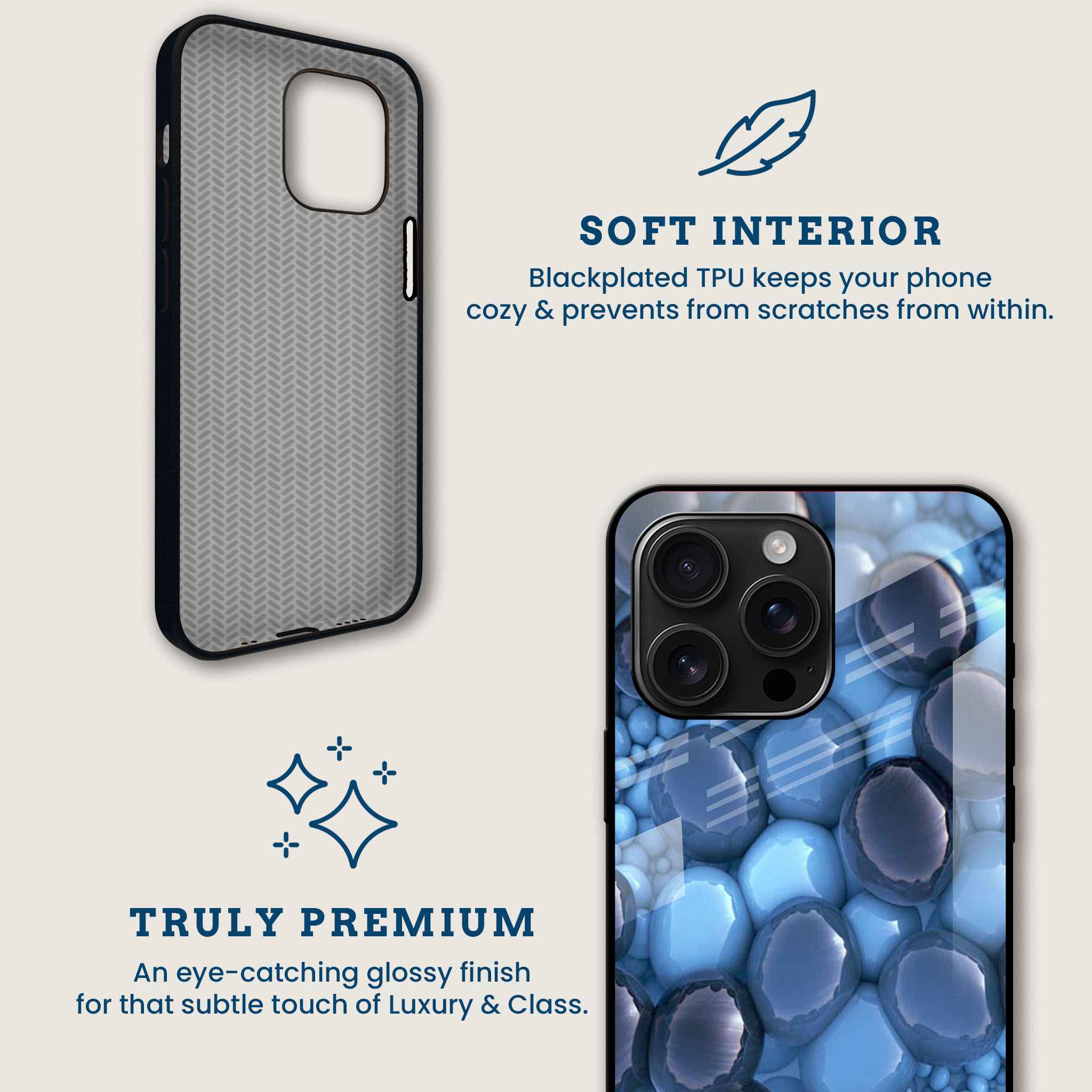 Modern Blue Pebble Mobile Back Cover Brand Image