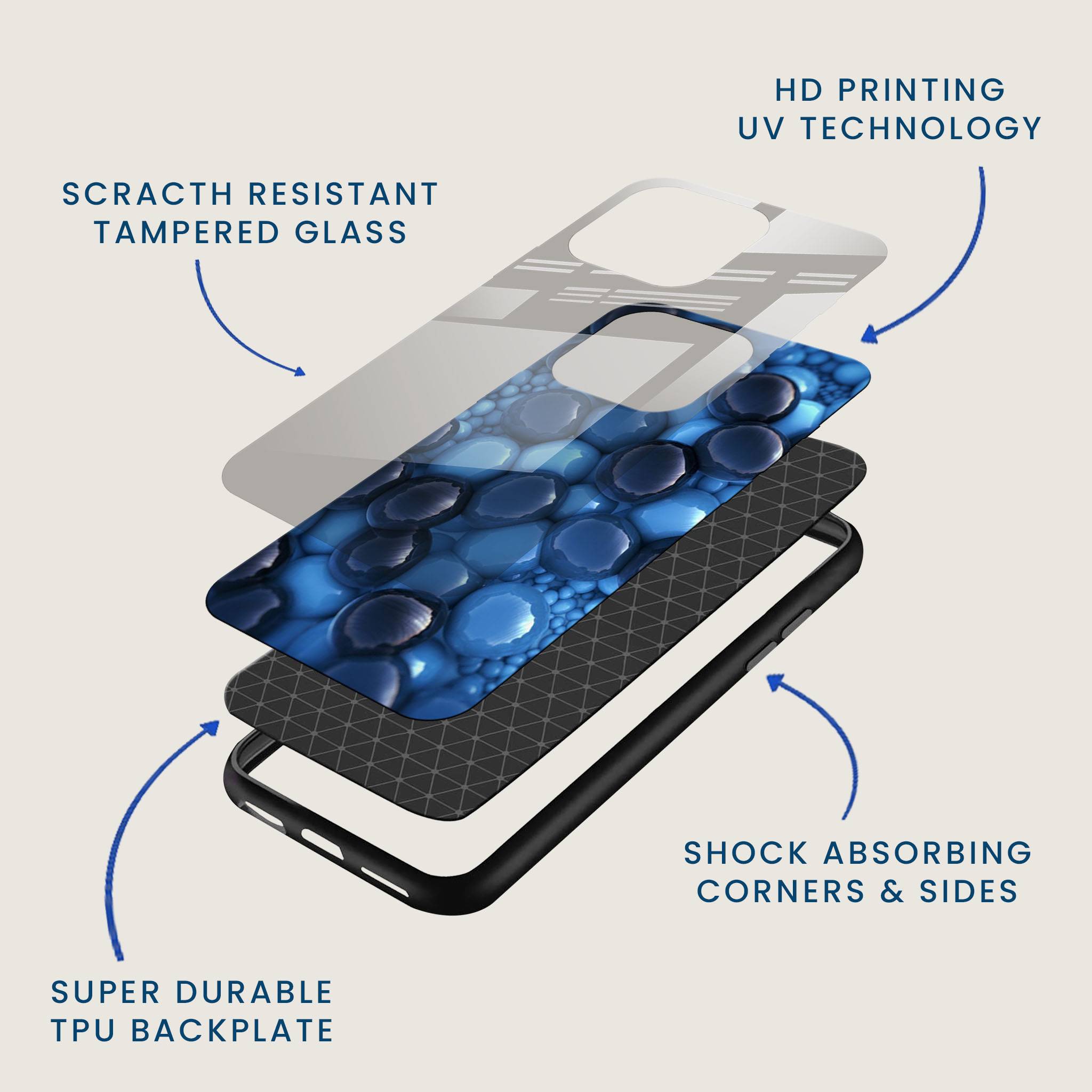 Modern Blue Pebble Mobile Back Cover Layer Image