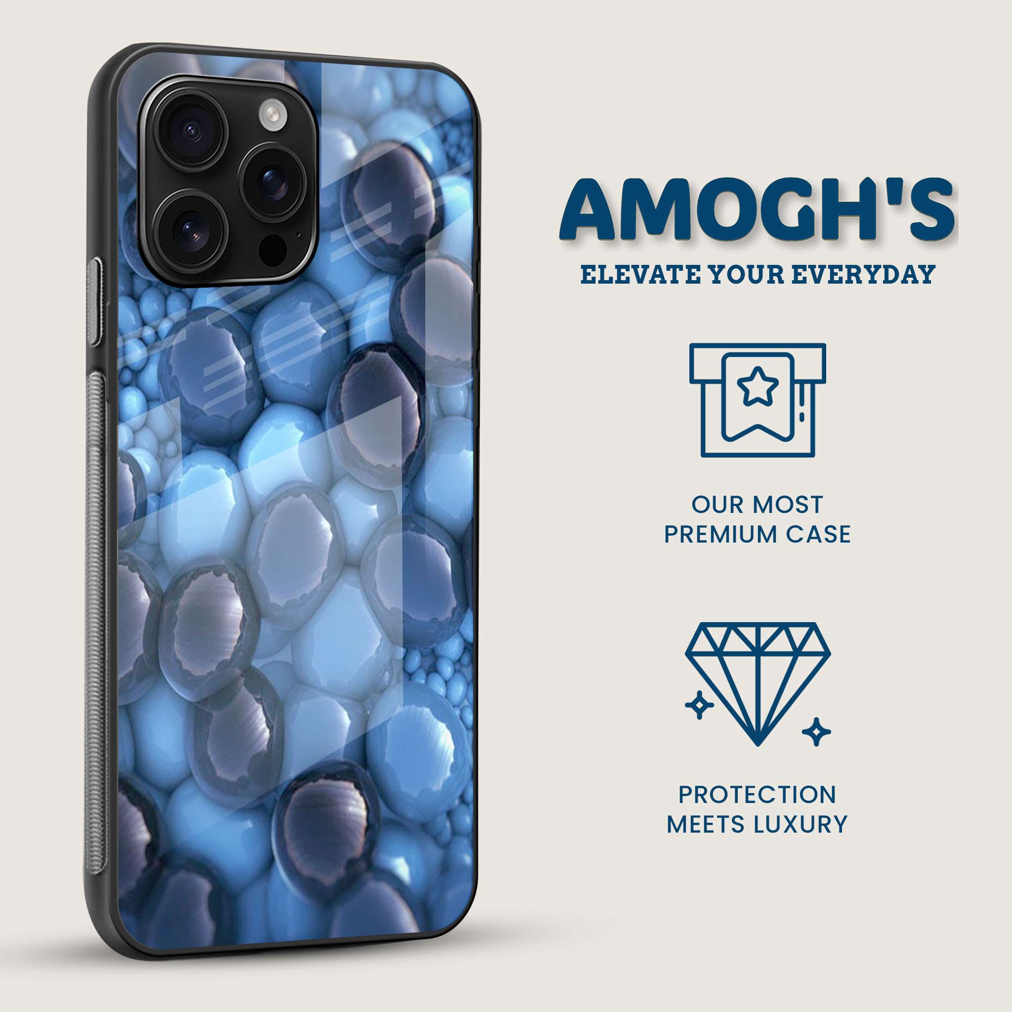 Modern Blue Pebble Mobile Back Cover Side Image