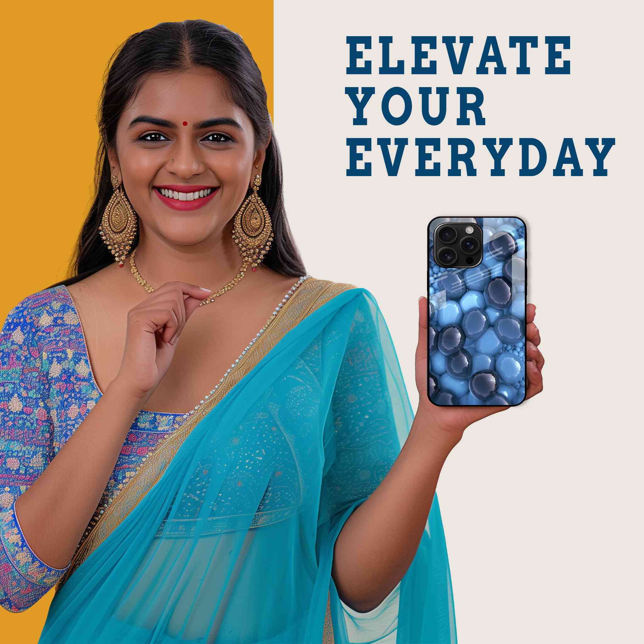 Modern Blue Pebble Mobile Back Cover Woman Image