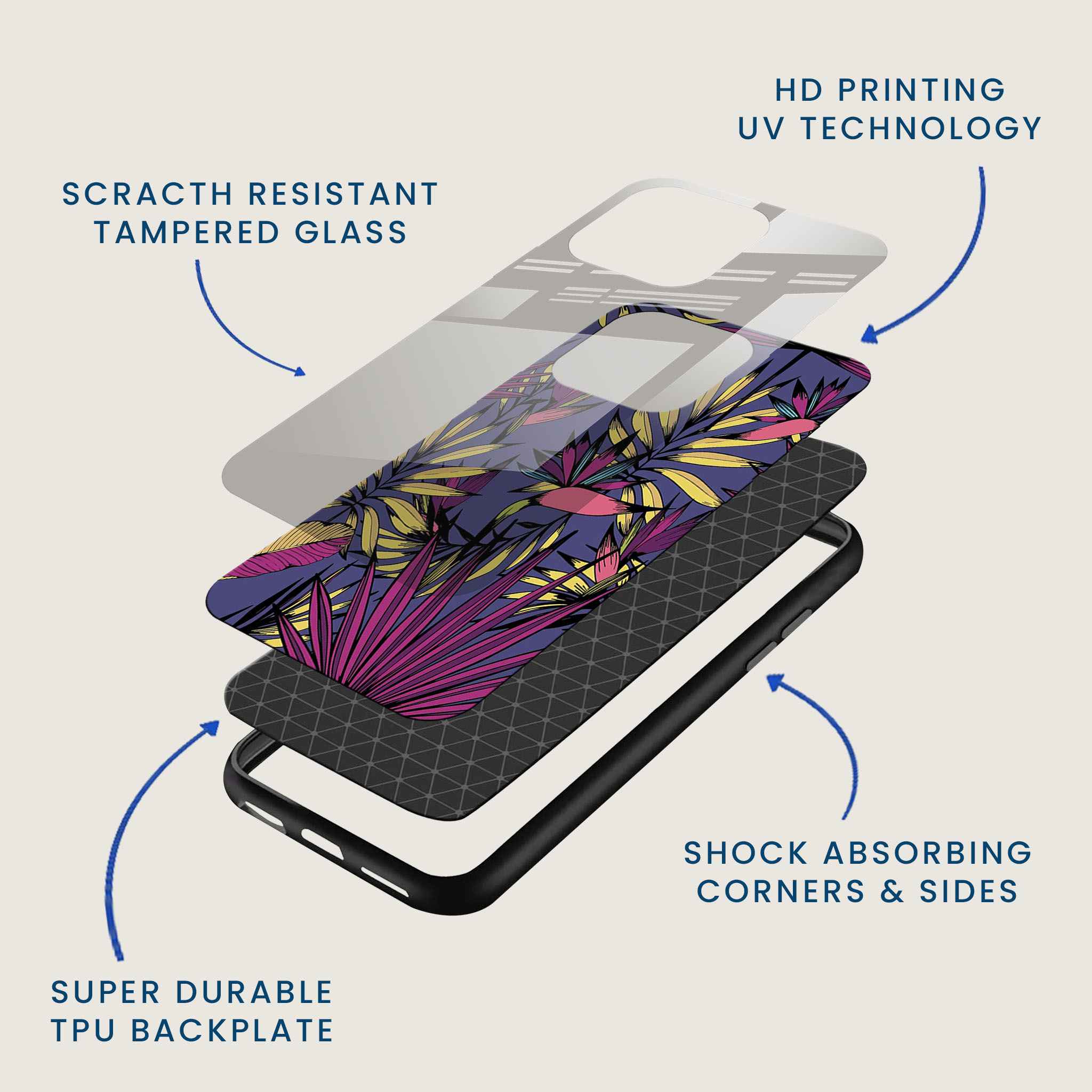 Modern Boho Leaf Mobile Back Cover Layer Image