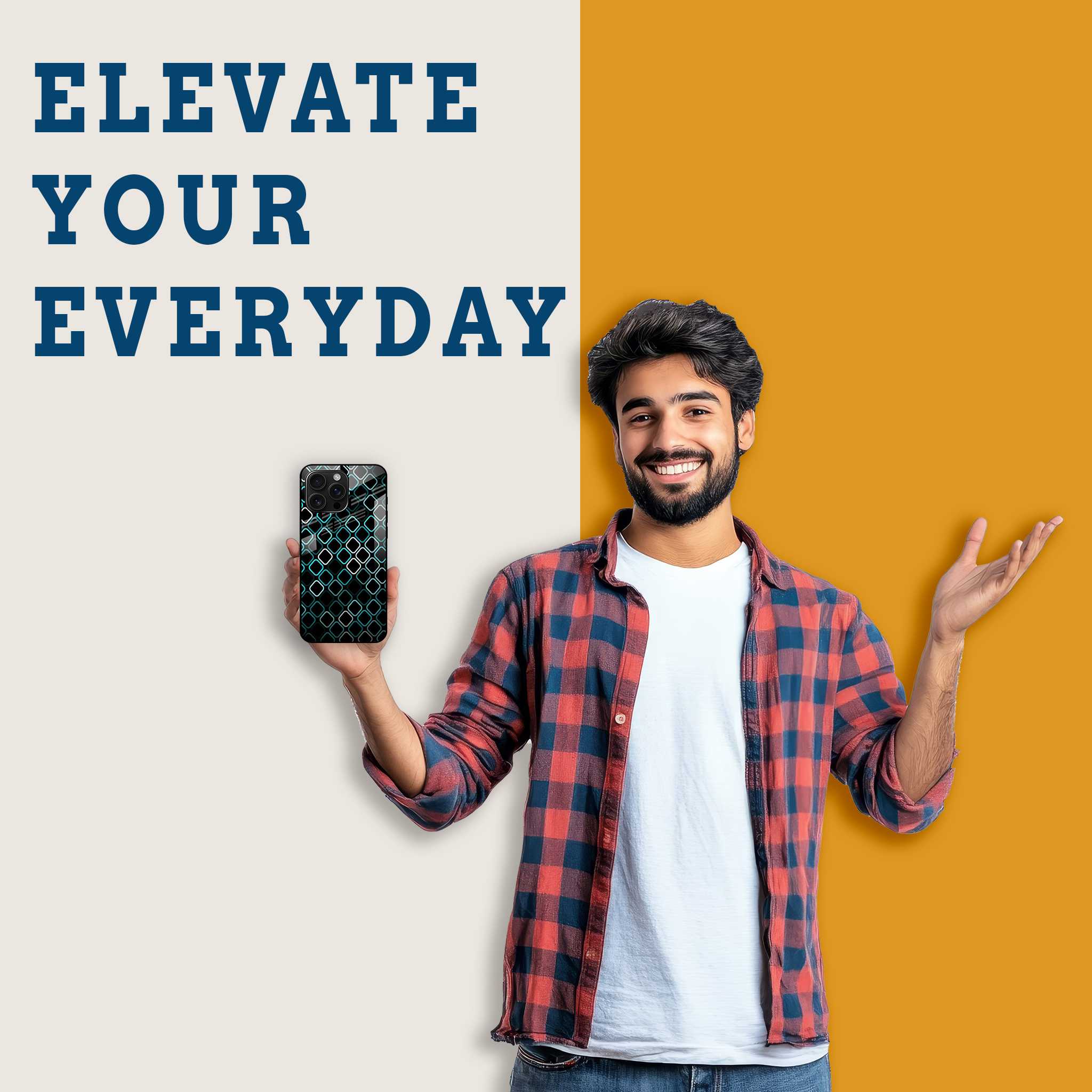 Modern Minimalist Grid Mobile Back Cover Man Image