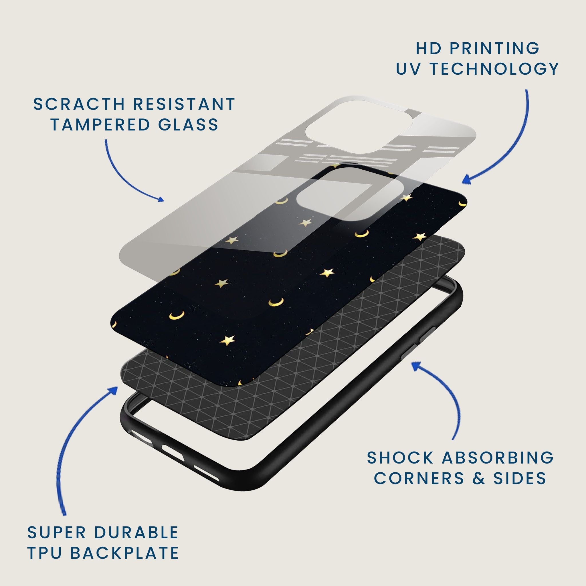 Moon Star Mobile Back Cover Layer Image