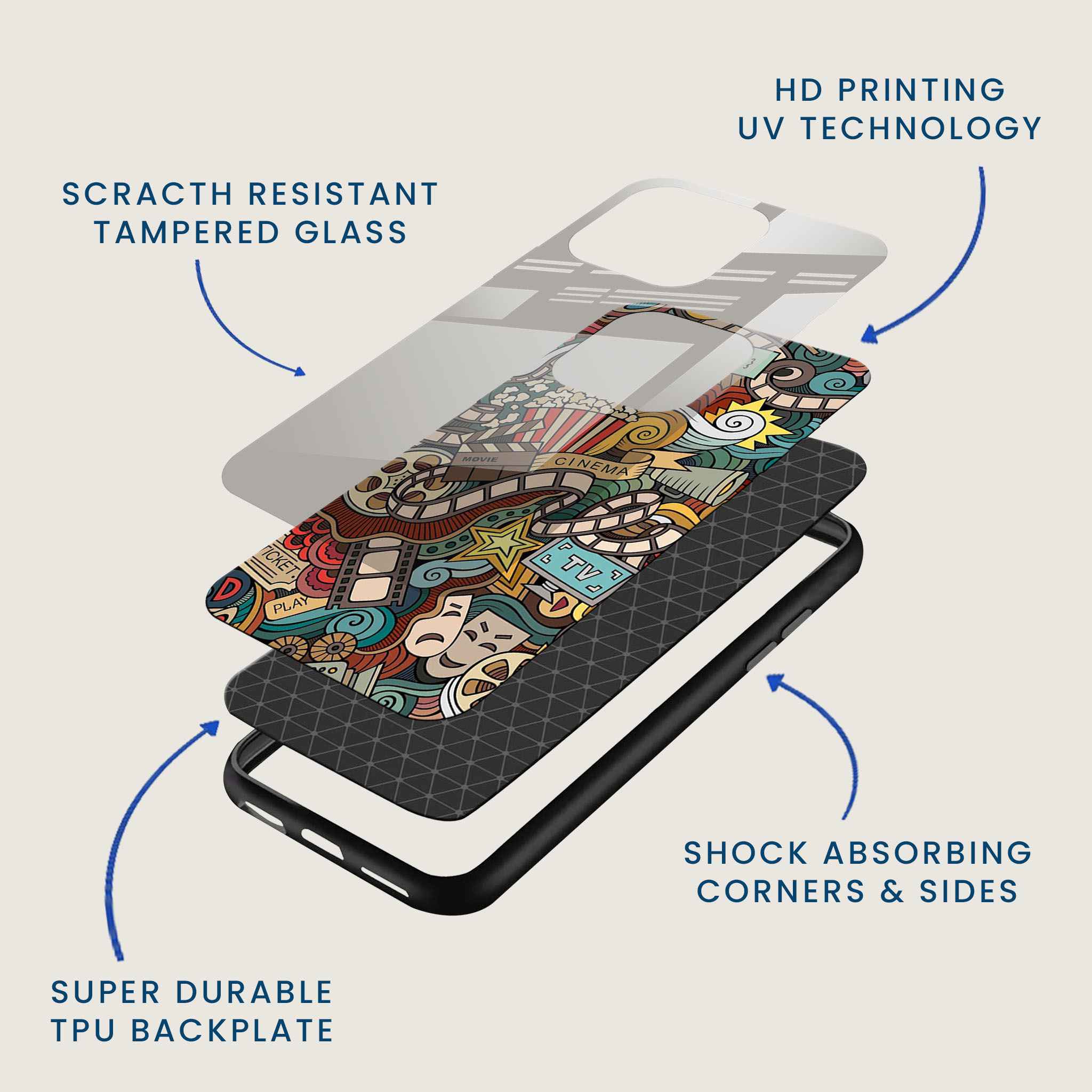 Movie Buff Doodle Mobile Back Cover Layer Image