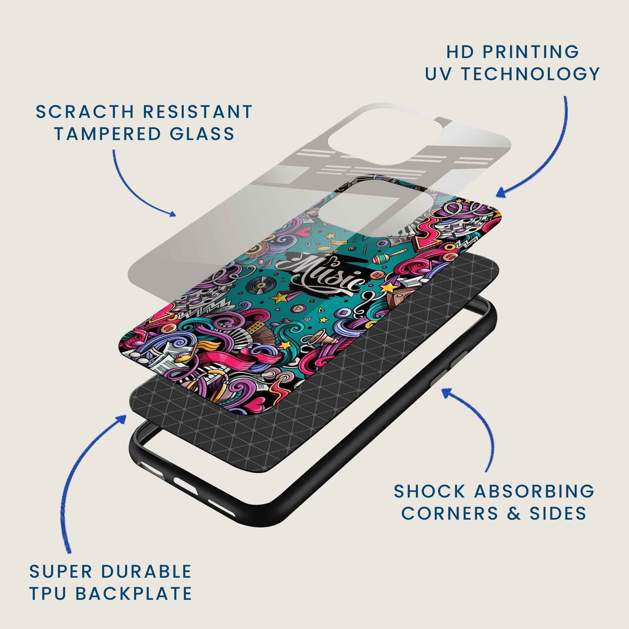 Musical Notes Mobile Back Cover Layer Image