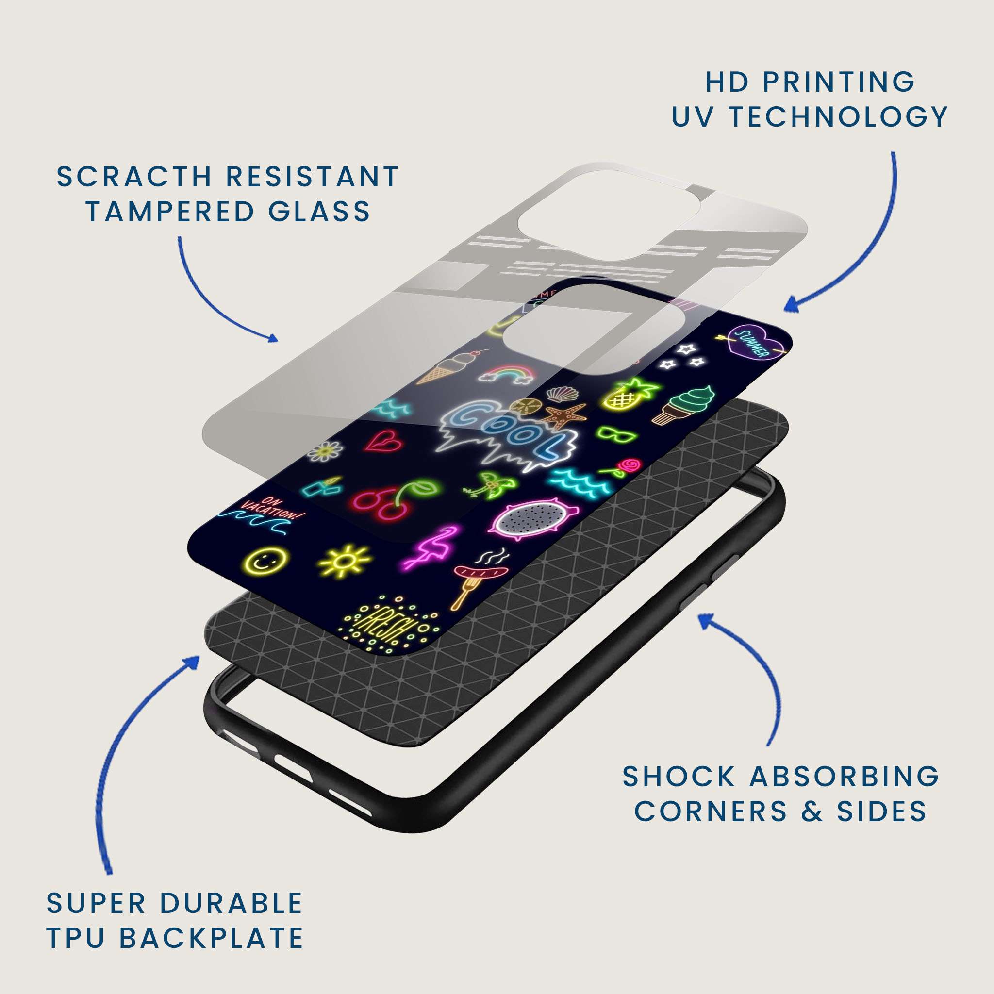 Neon Dreams Cool Mobile Back Cover Layer Image
