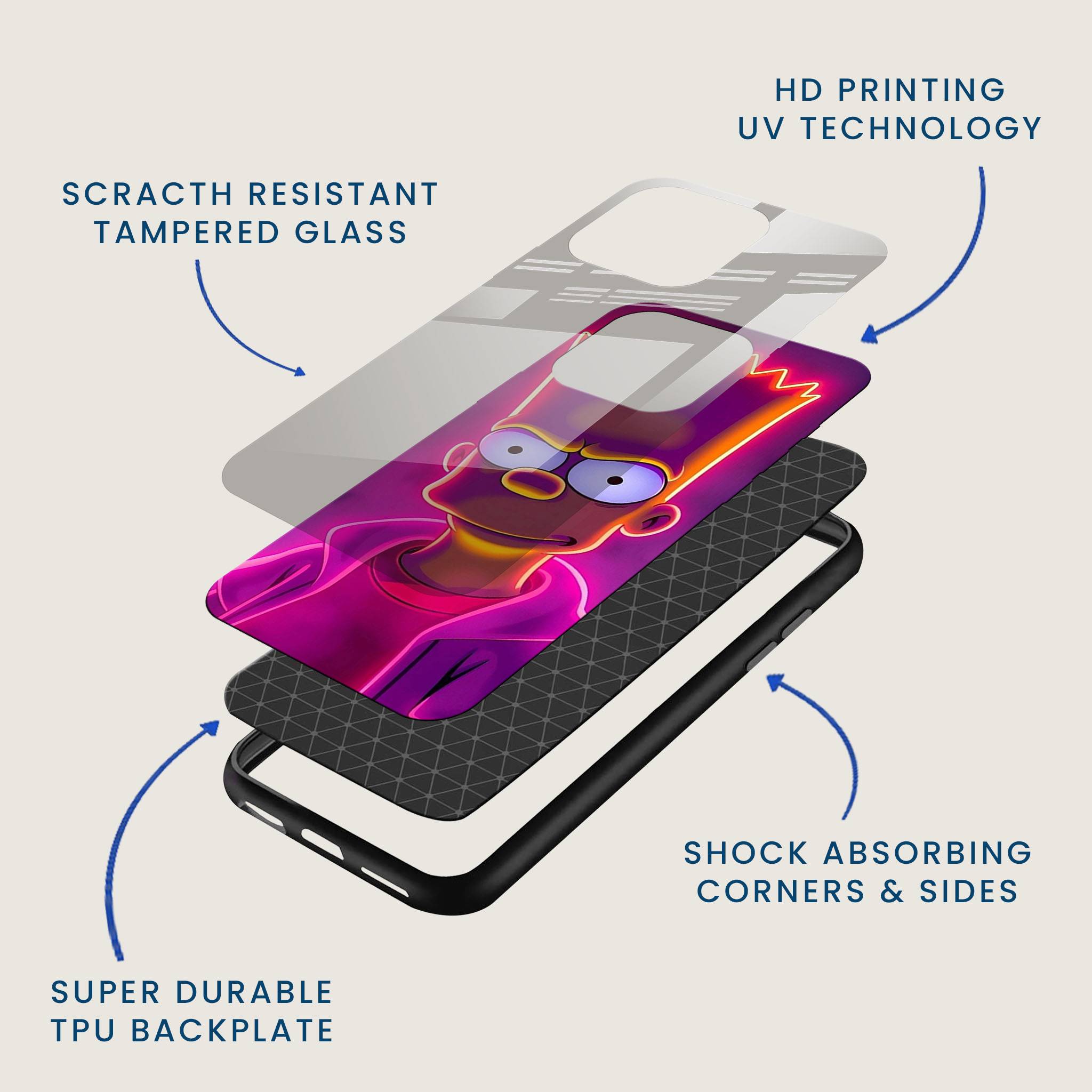 Neon Simpson Mobile Back Cover Layer Image