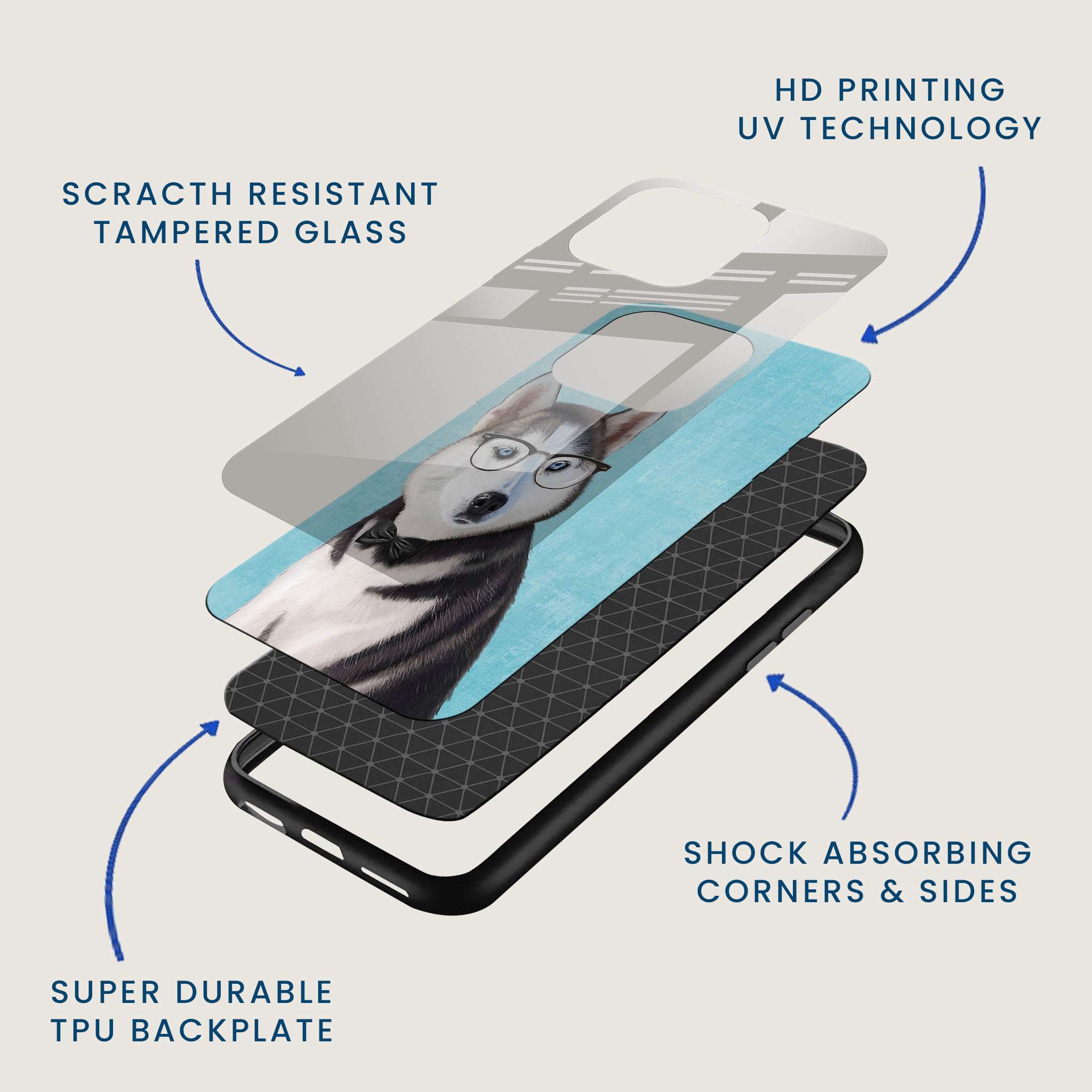 Nerdy Husky Mobile Back Cover Layer Image