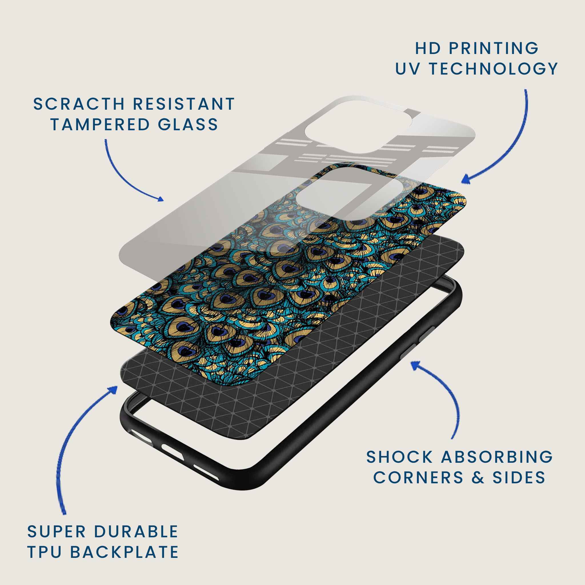 Peacock Plume Mobile Back Cover Layer Image