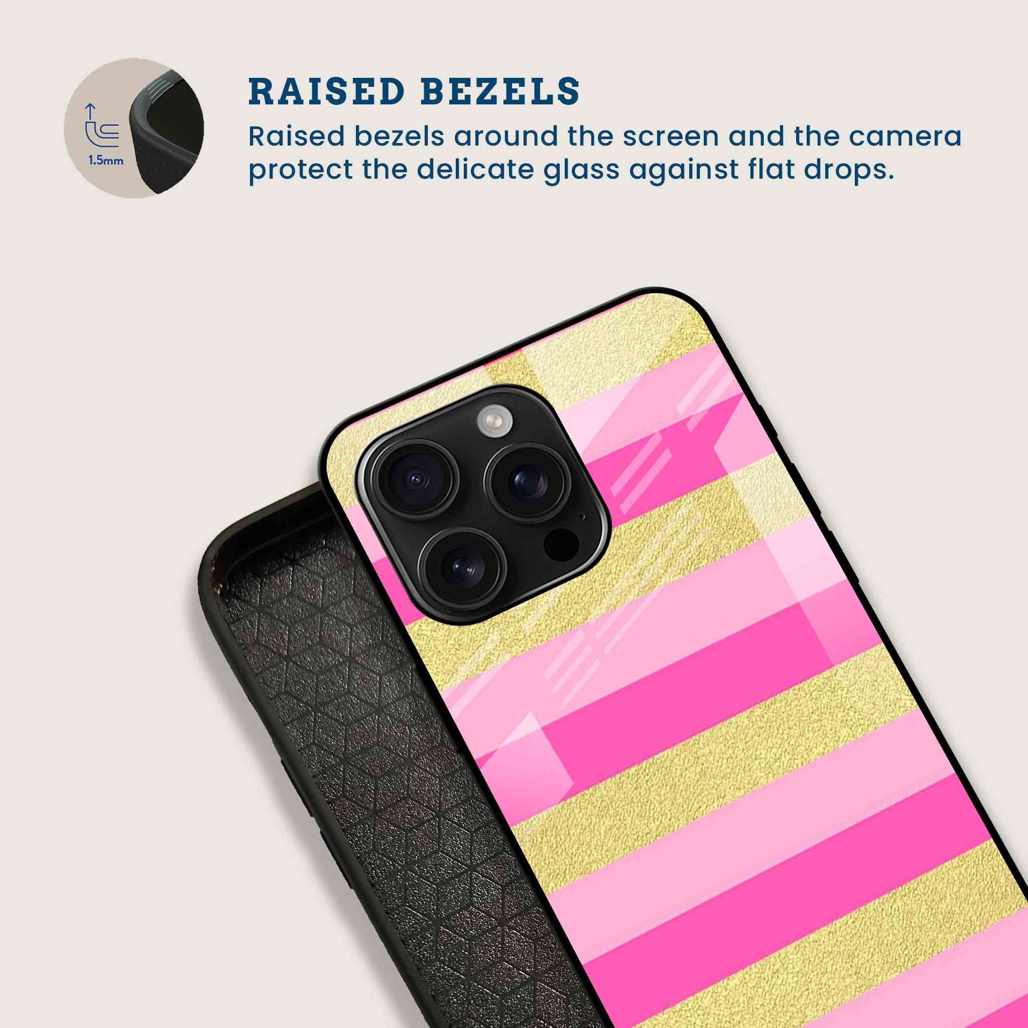 Pink Gold Glam Mobile Back Cover Bezel Image