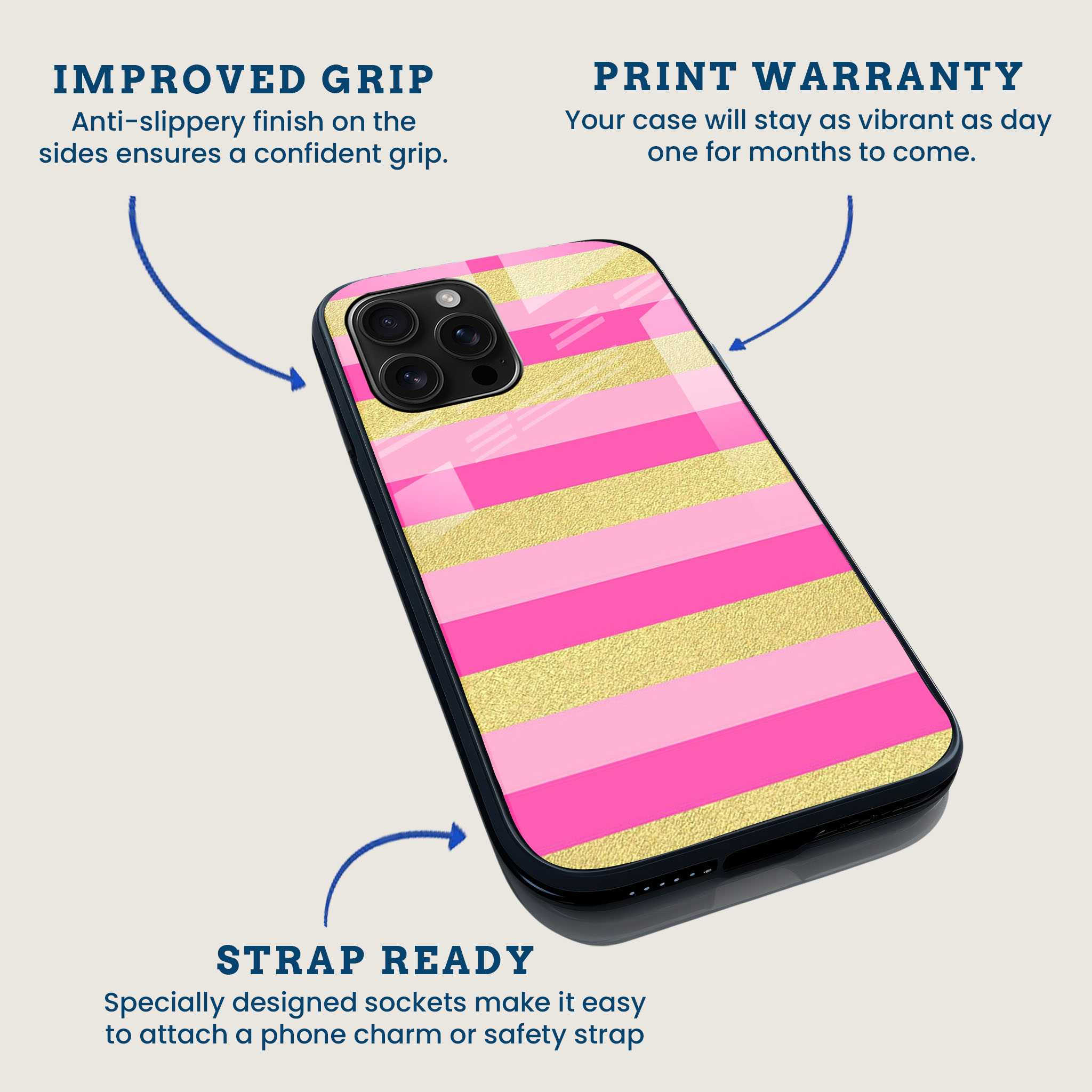 Pink Gold Glam Mobile Back Cover Feature Image
