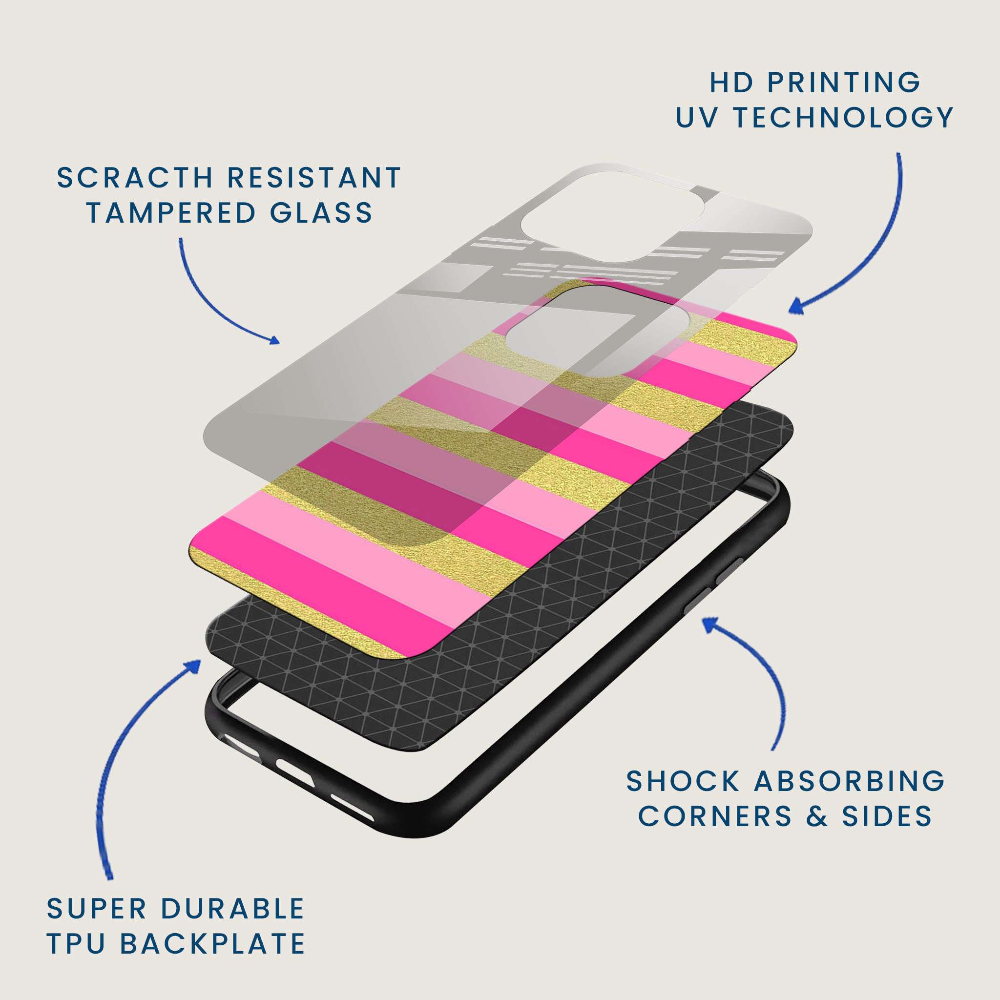 Pink Gold Glam Mobile Back Cover Layer Image