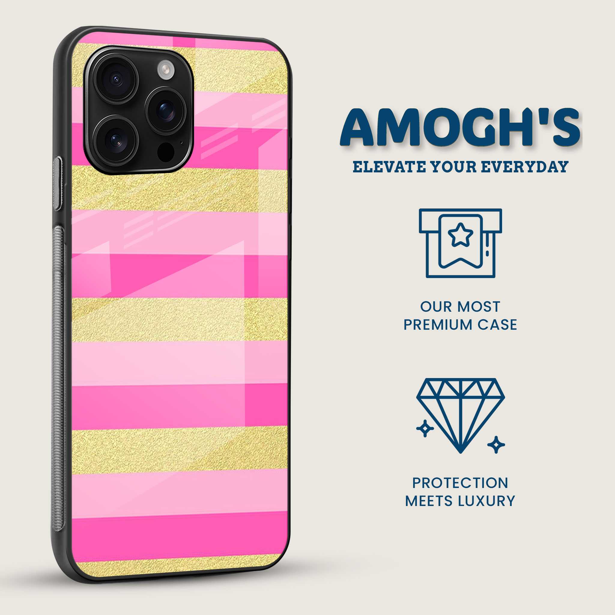 Pink Gold Glam Mobile Back Cover Side Image