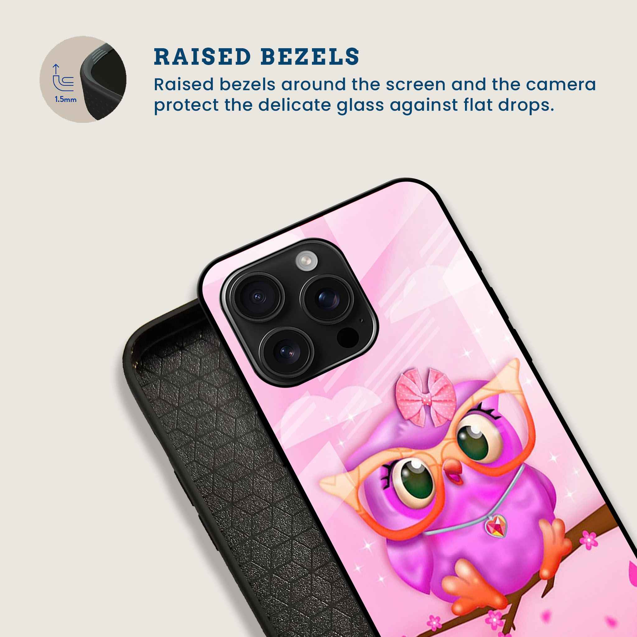 Pink Owl Mobile Back Cover Bezel Image