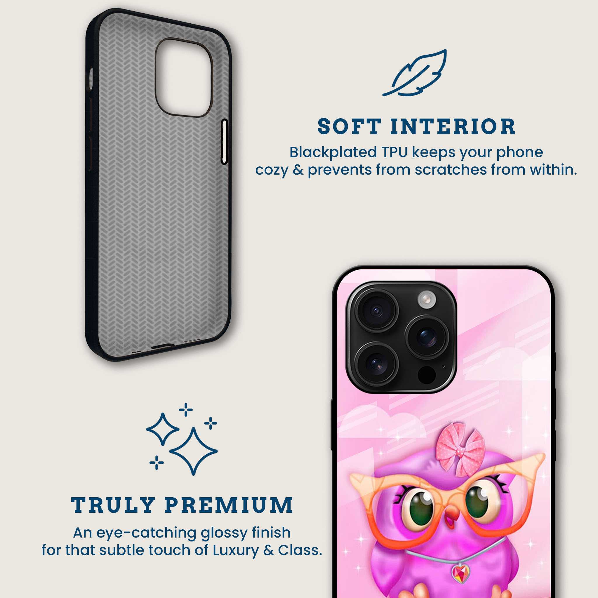 Pink Owl Mobile Back Cover Brand Image