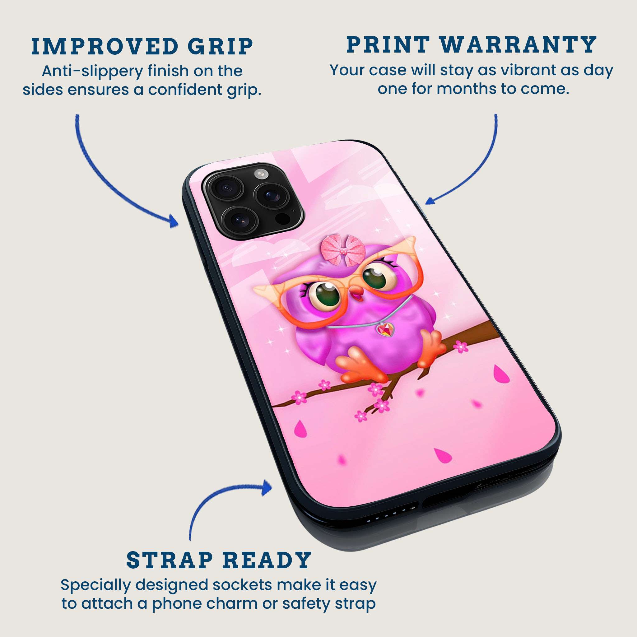 Pink Owl Mobile Back Cover Feature Image