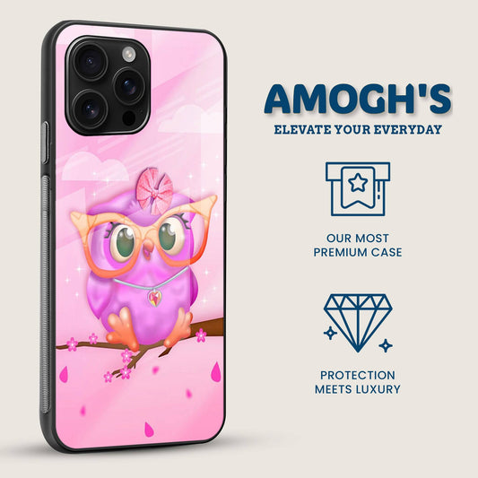 Pink Owl Mobile Back Cover Side Image
