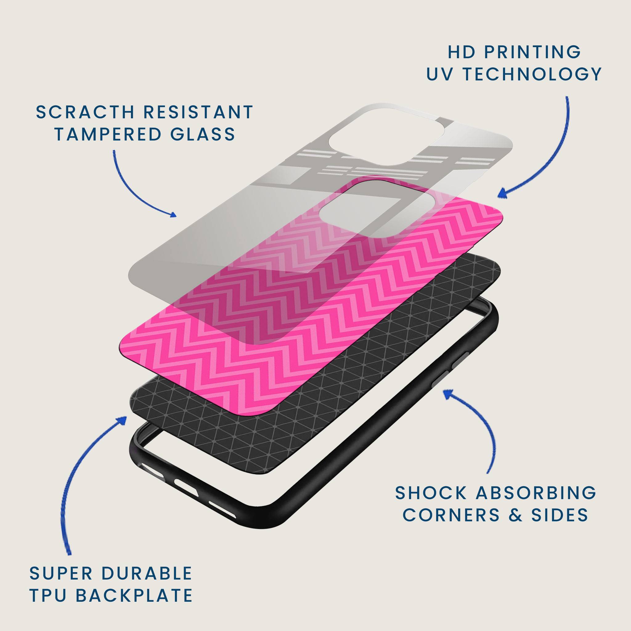 Pink ZigZag Mobile Back Cover Layer Image