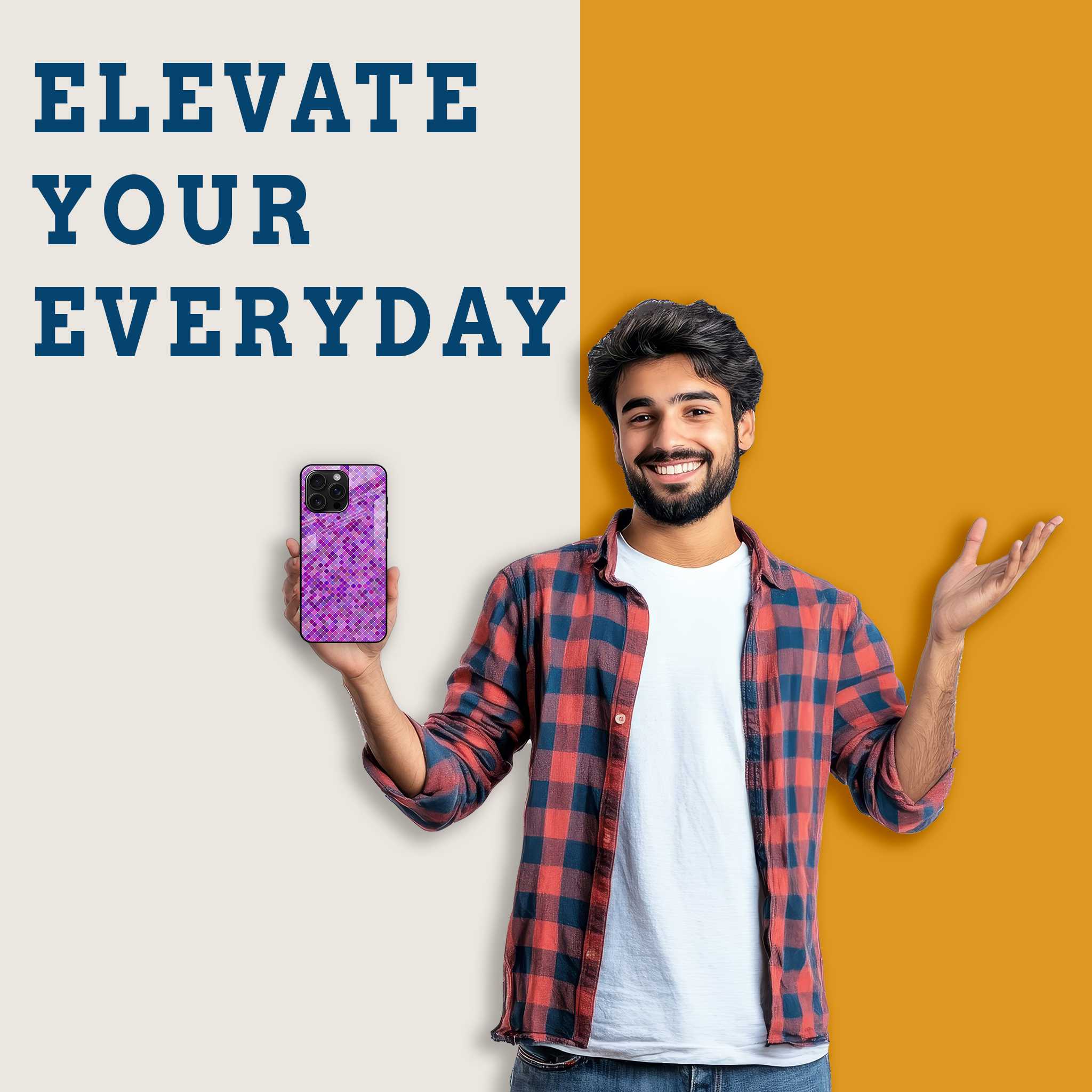 Purple Pixel Art Mobile Back Cover Man Image