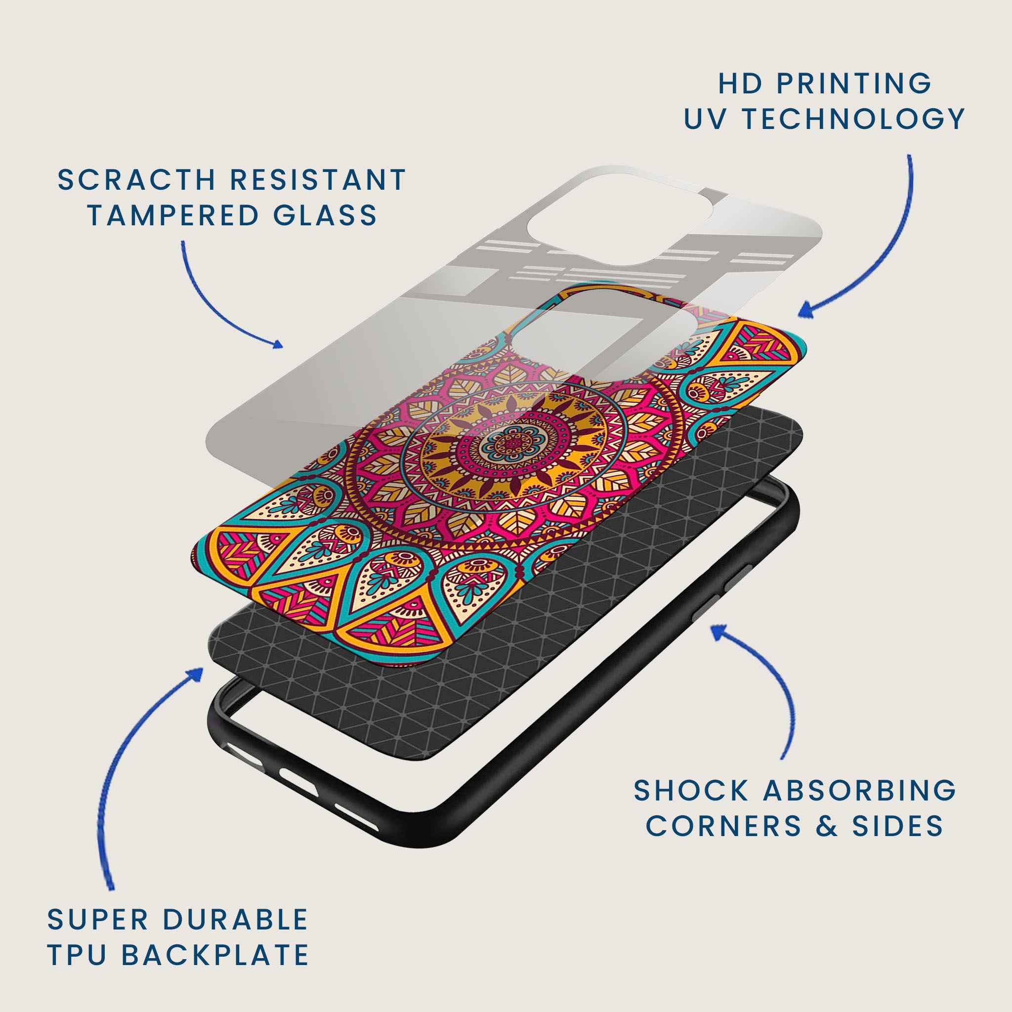 Radiant Mandala Mobile Back Cover Layer Image