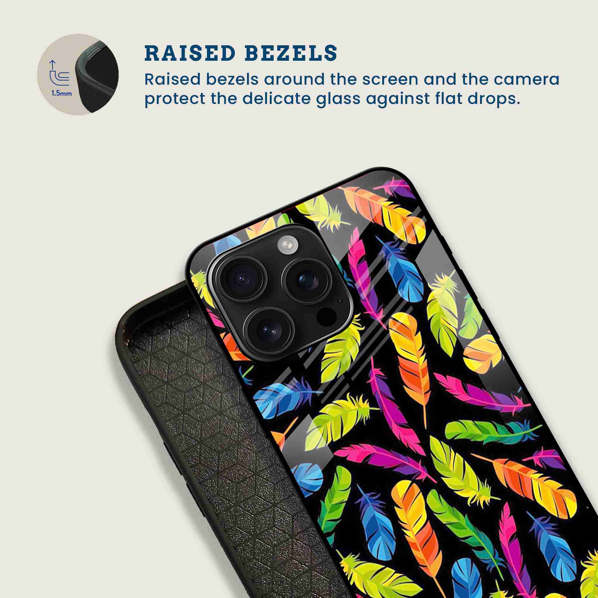 Rainbow Feathers Mobile Back Cover Bezel Image
