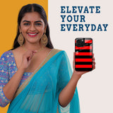 Red And Black Striped Mobile Back Cover Woman Image