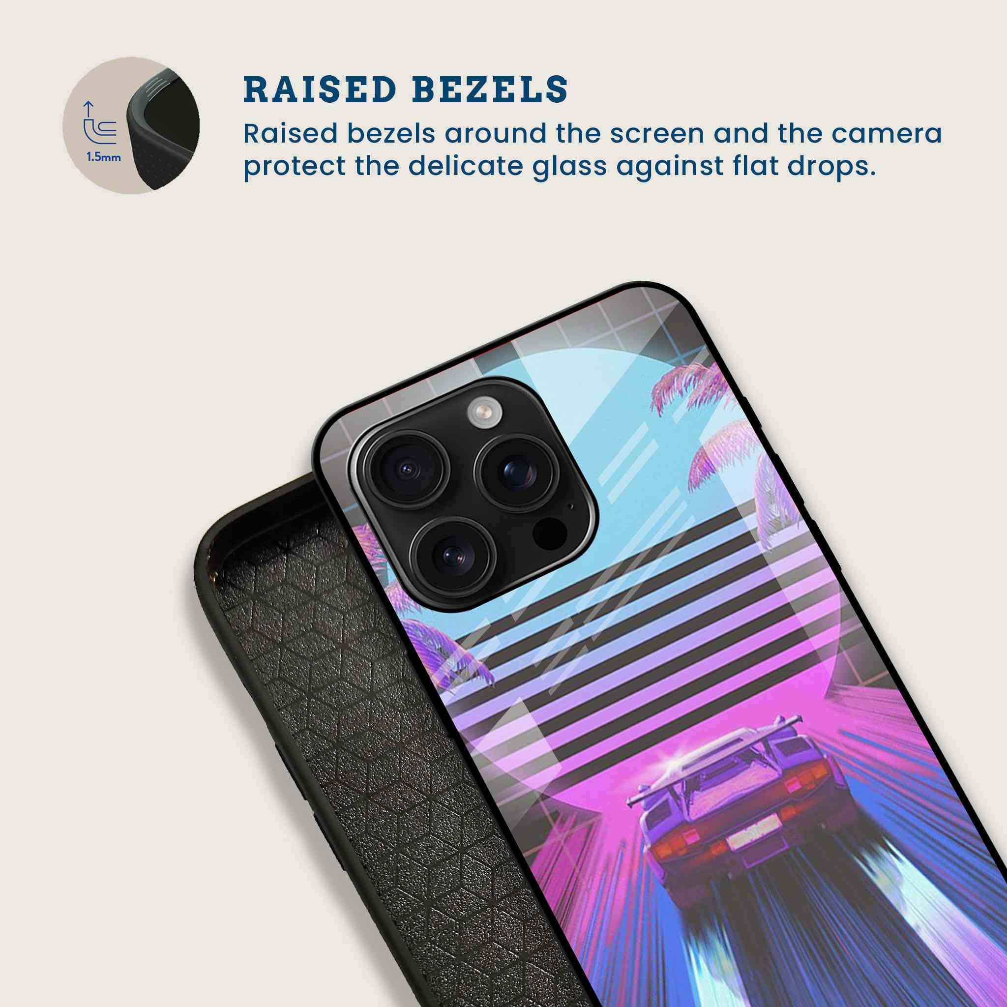Retro Drive 80s Car Art Mobile Back Cover Bezel Image