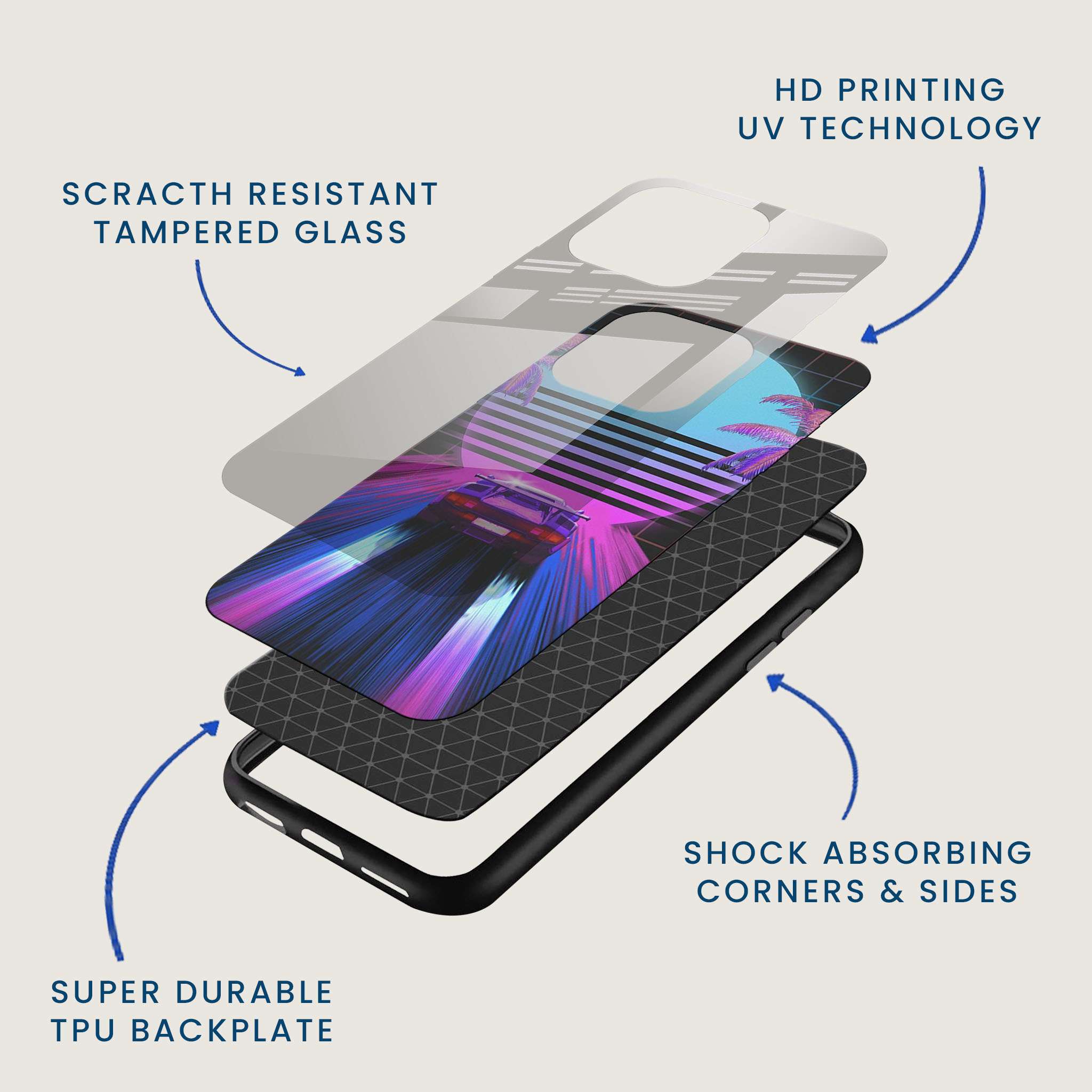 Retro Drive 80s Car Art Mobile Back Cover Layer Image