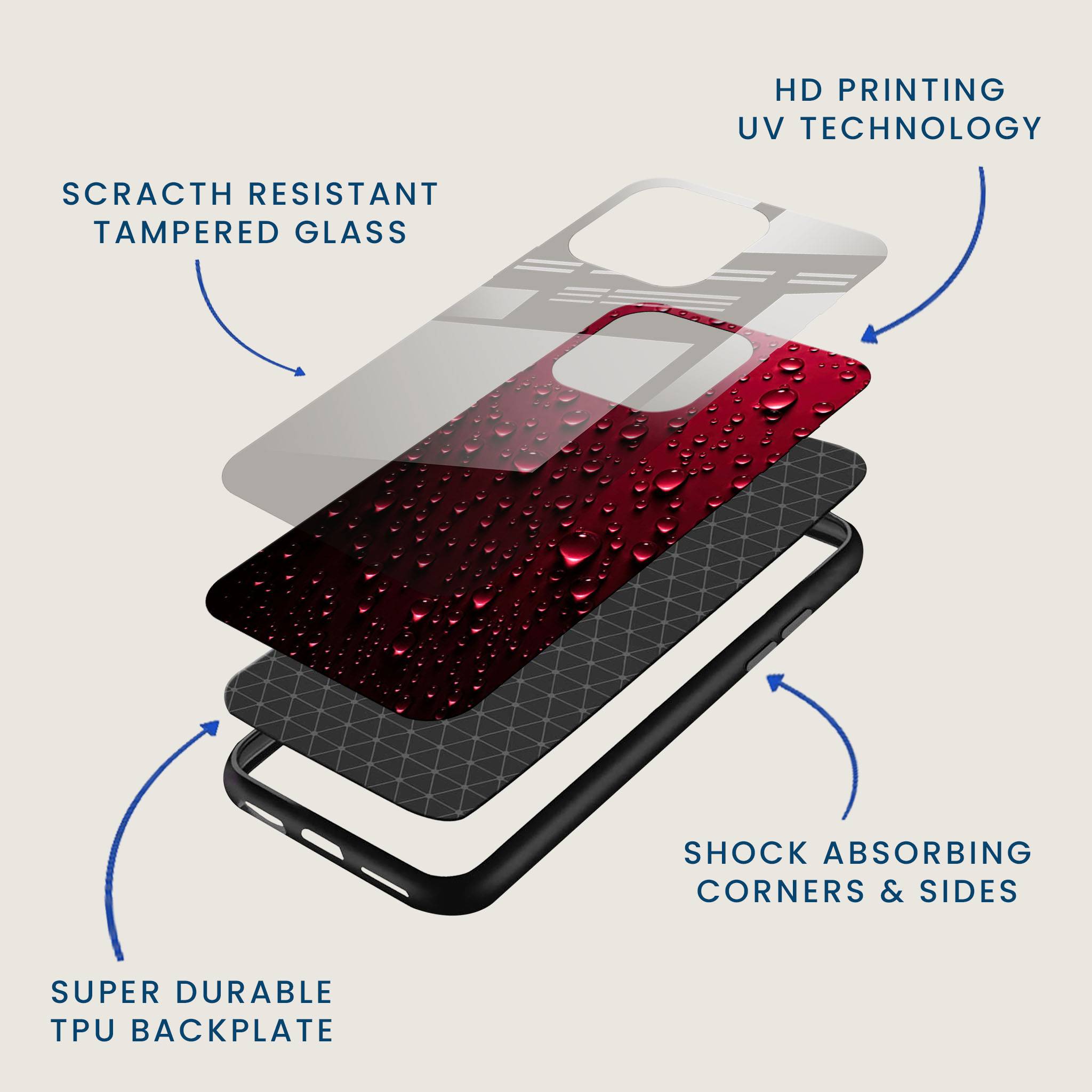 Ruby Waterdrop Mobile Back Cover Layer Image