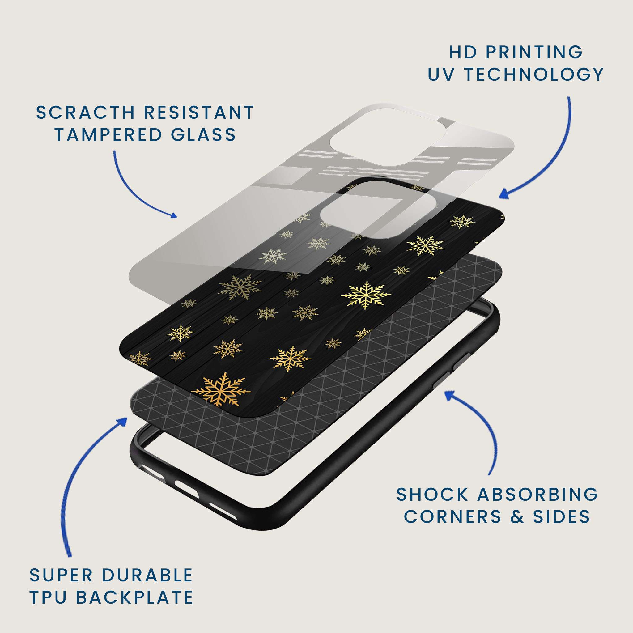 Rustic Snowflake Mobile Back Cover Layer Image