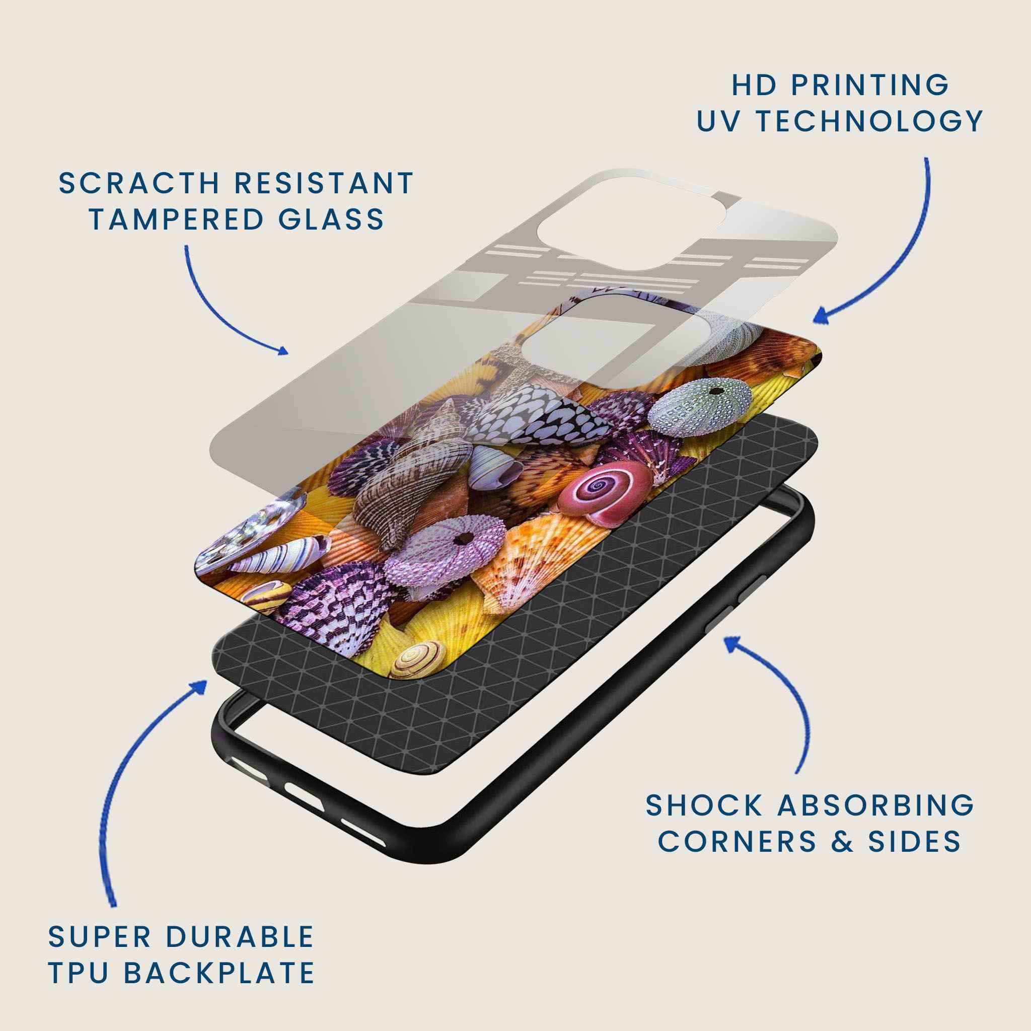 Seashells Mobile Back Cover Layer Image