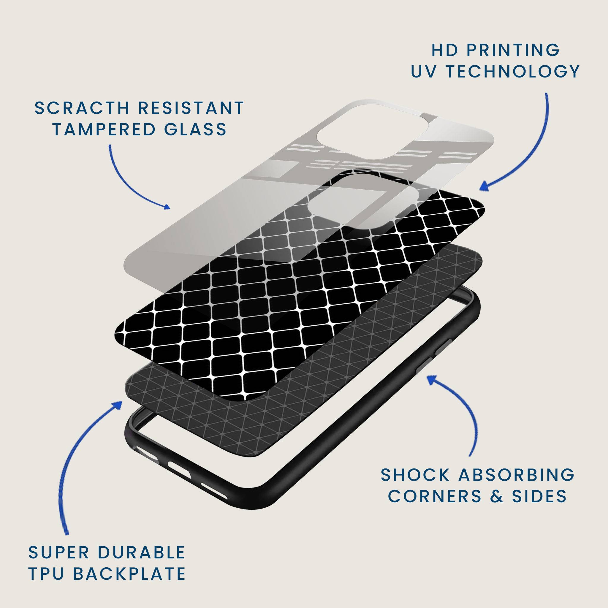 Squared Outlines Mobile Back Cover Layer Image