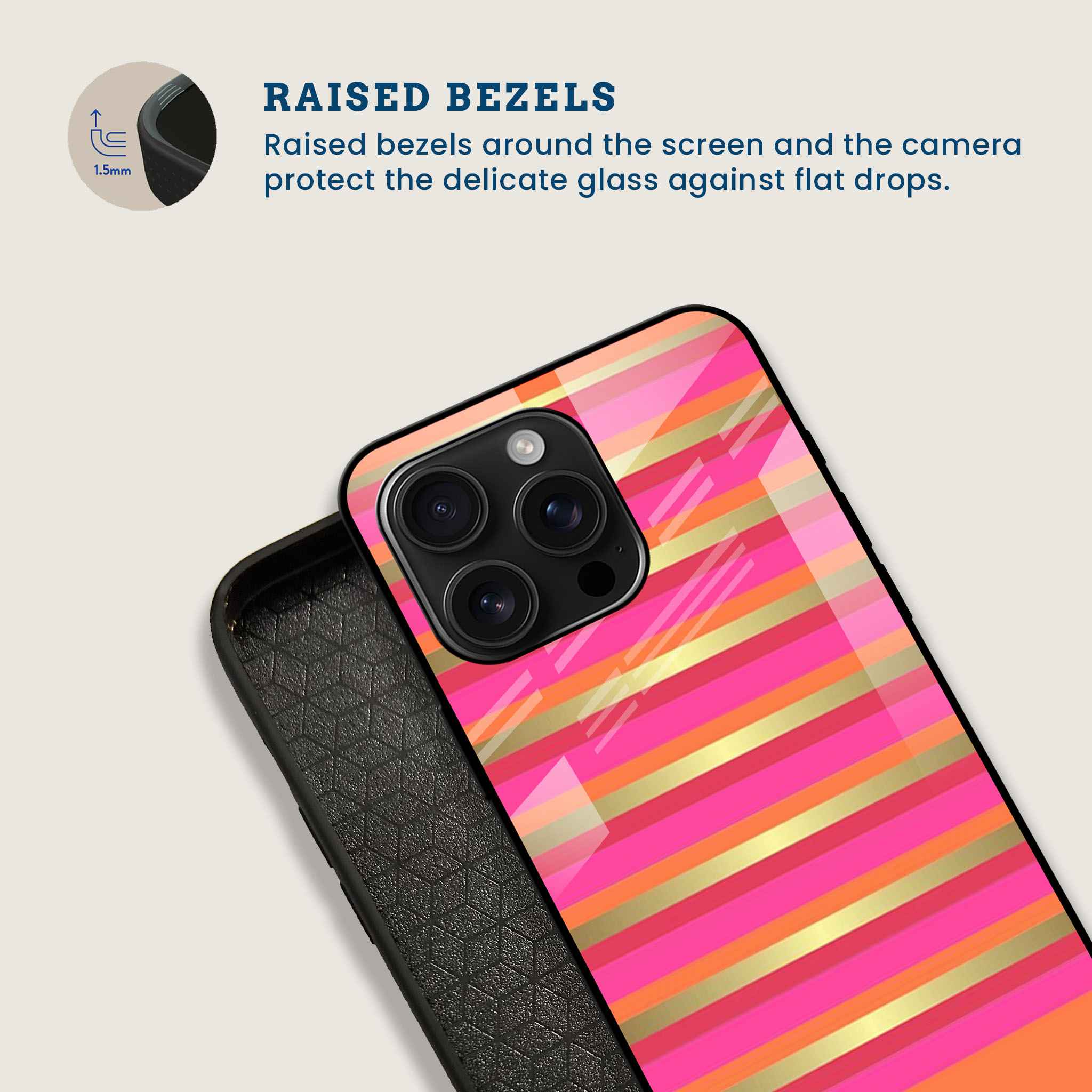 Summer Gold Stripe Mobile Back Cover Bezel Image