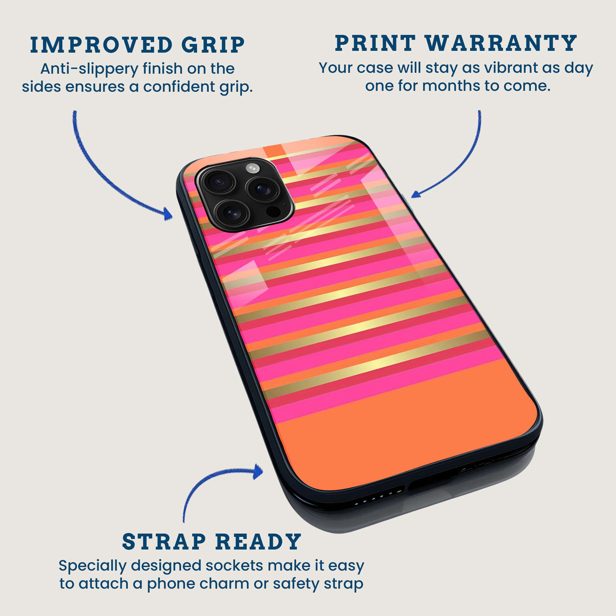 Summer Gold Stripe Mobile Back Cover Feature Image