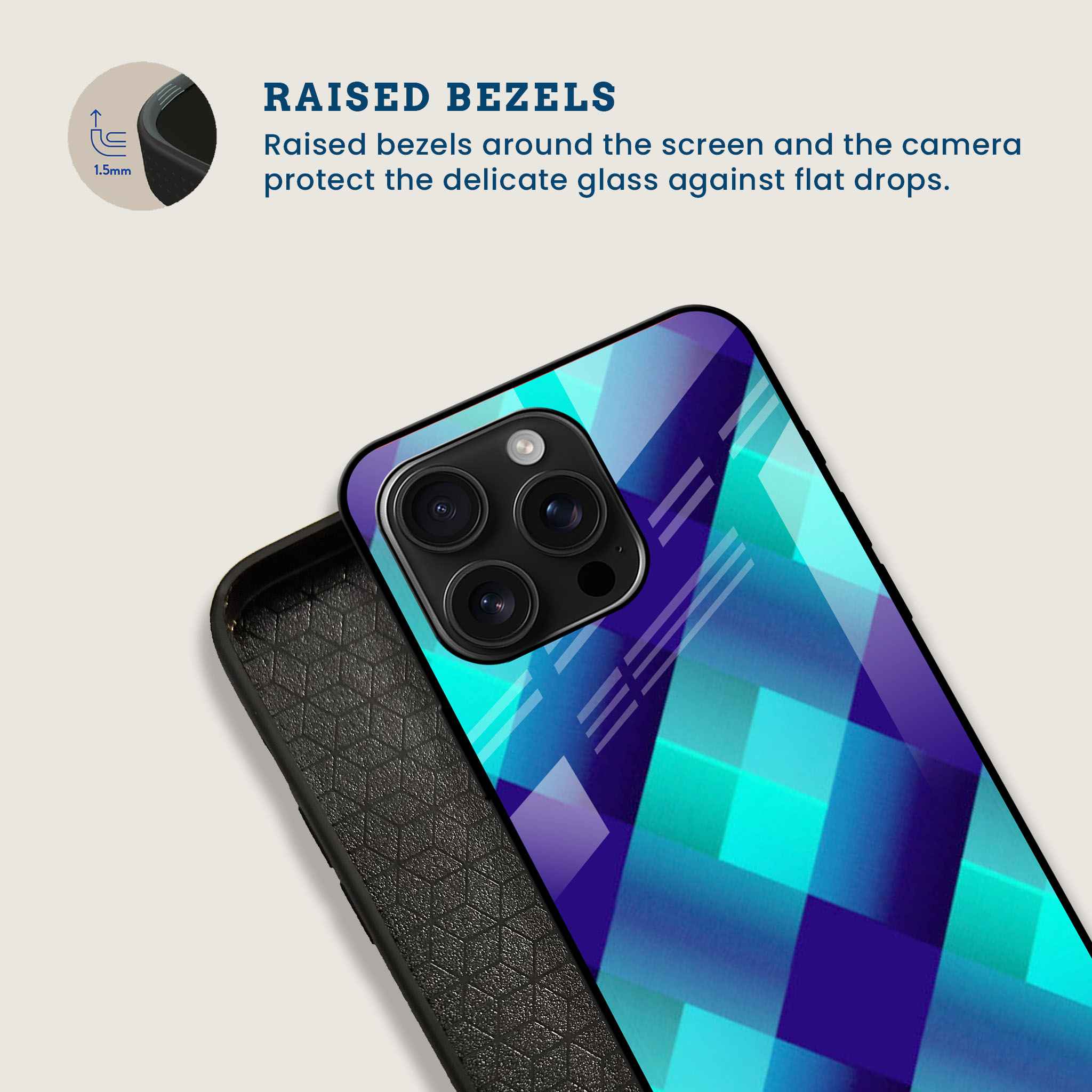 Teal Diamond Mobile Back Cover Bezel Image