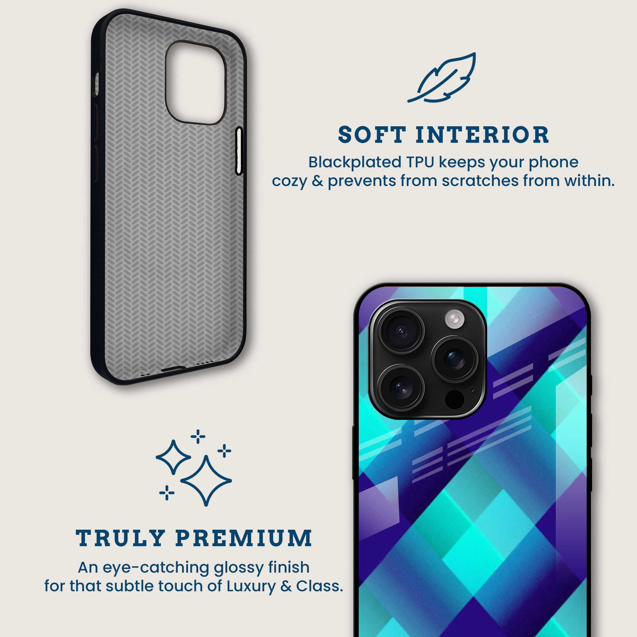 Teal Diamond Mobile Back Cover Brand Image