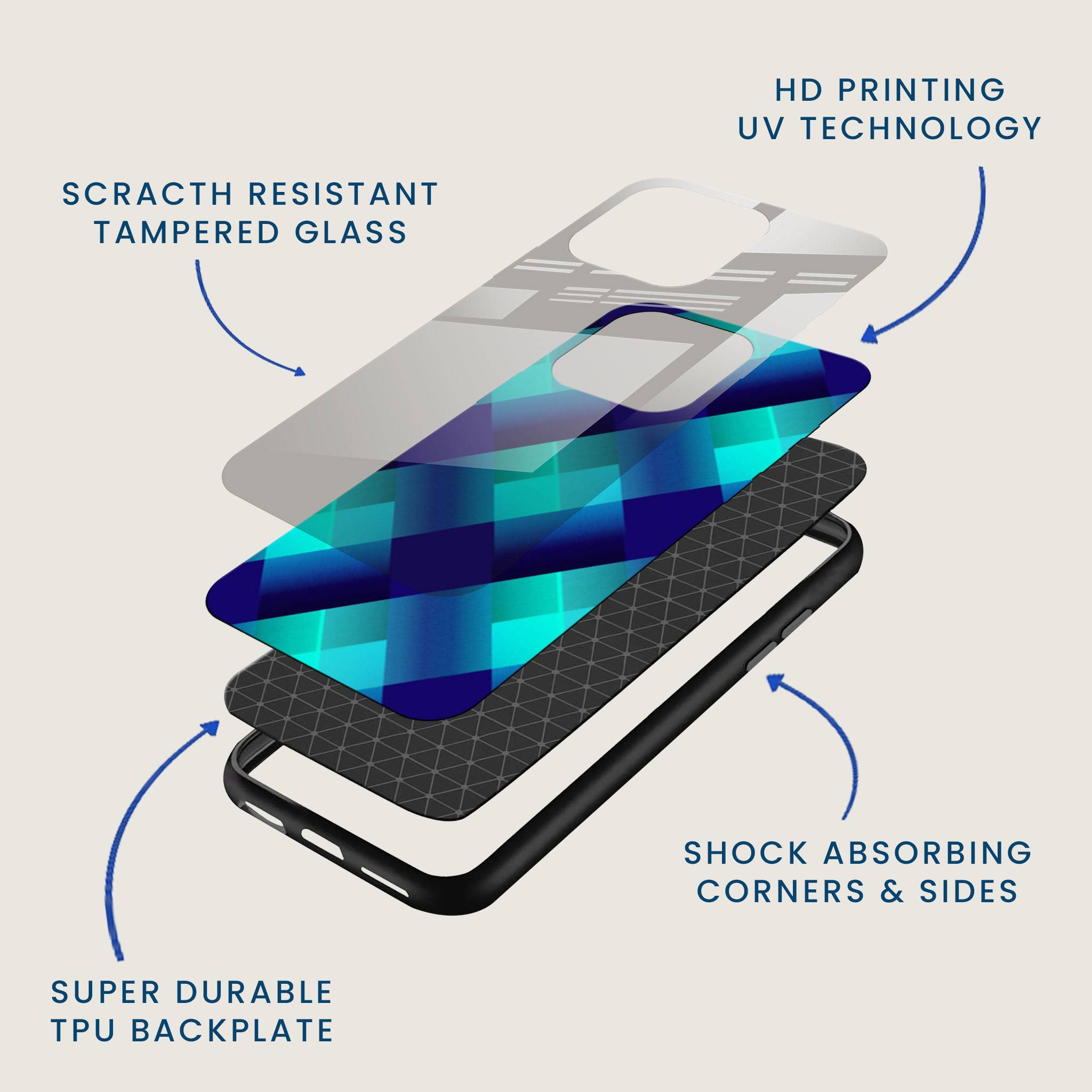 Teal Diamond Mobile Back Cover Layer Image