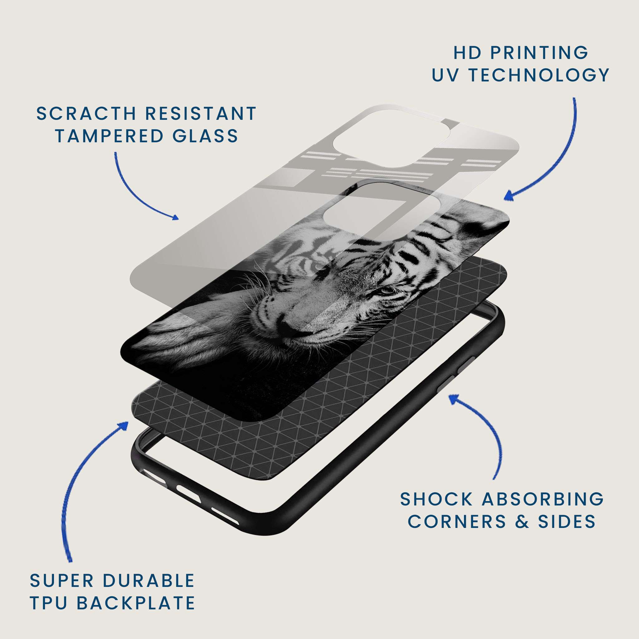 Tiger Gaze Mobile Back Cover Layer Image