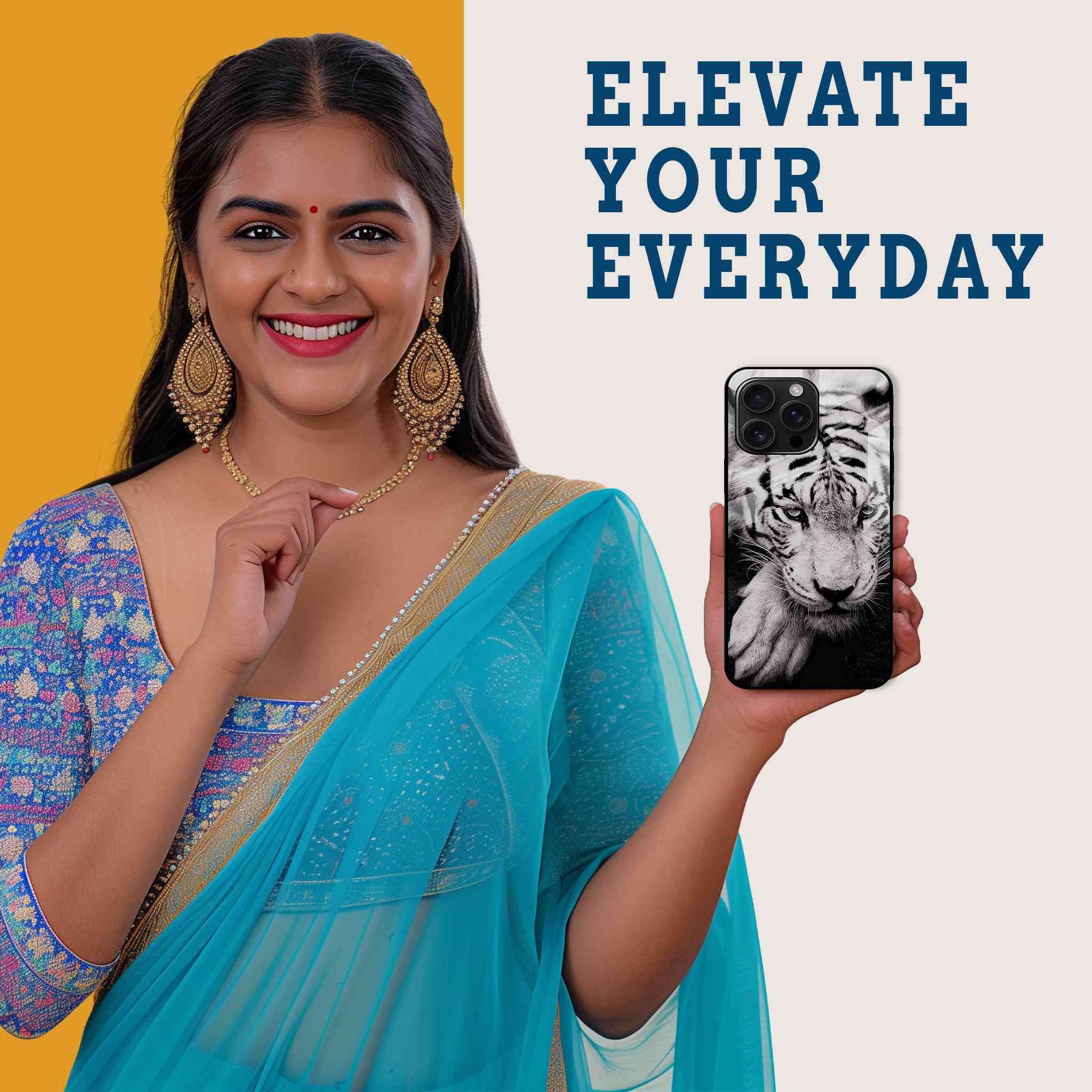 Tiger Gaze Mobile Back Cover Woman Image