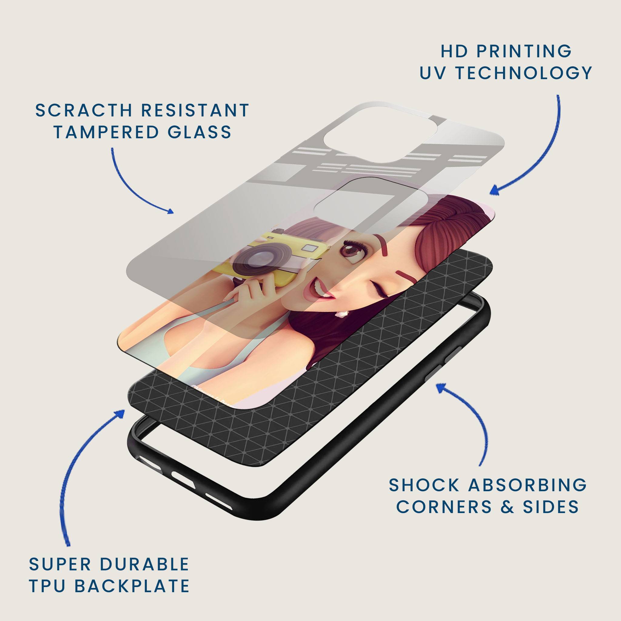 Toon Girl Mobile Back Cover Layer Image