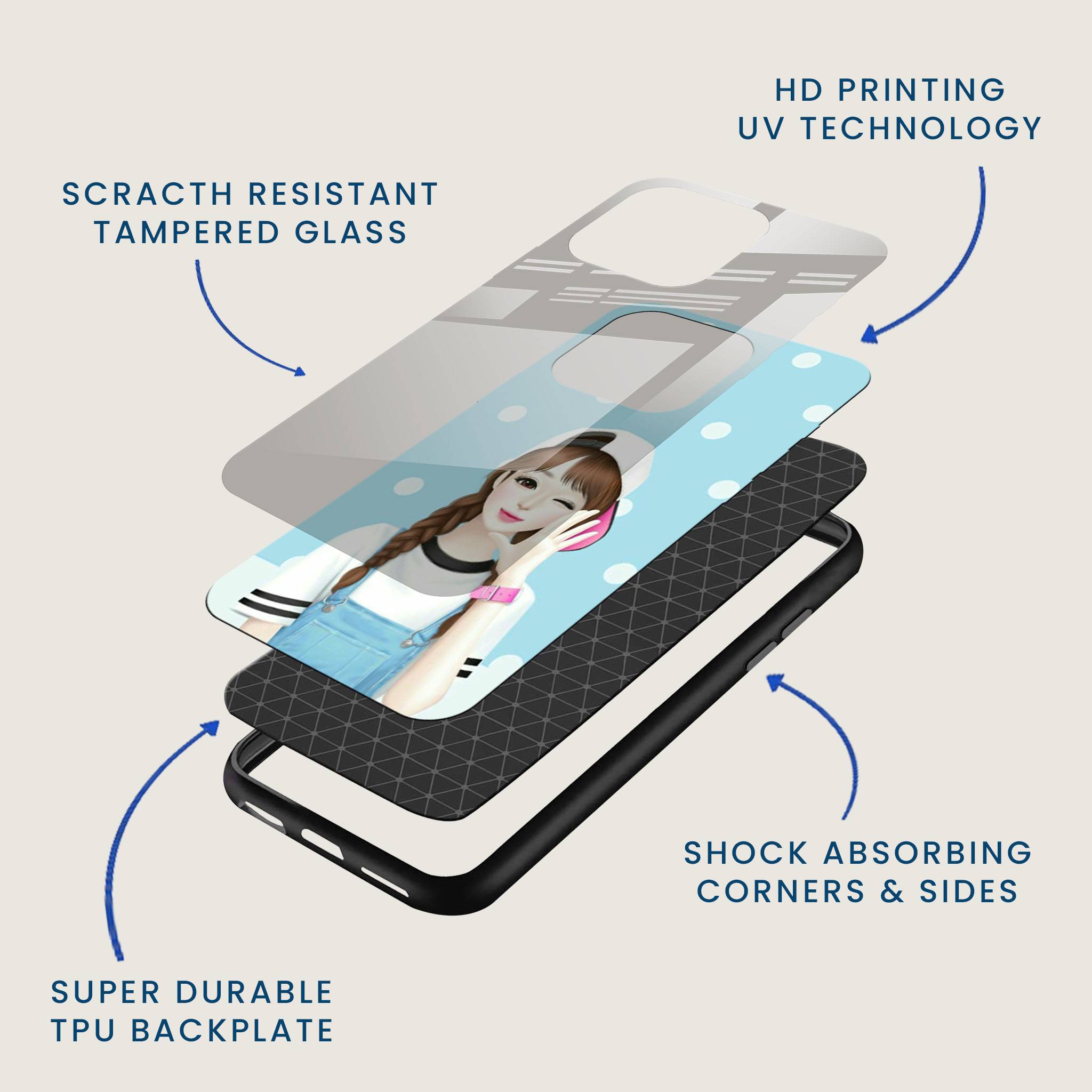 Winking Brunette Mobile Back Cover Layer Image